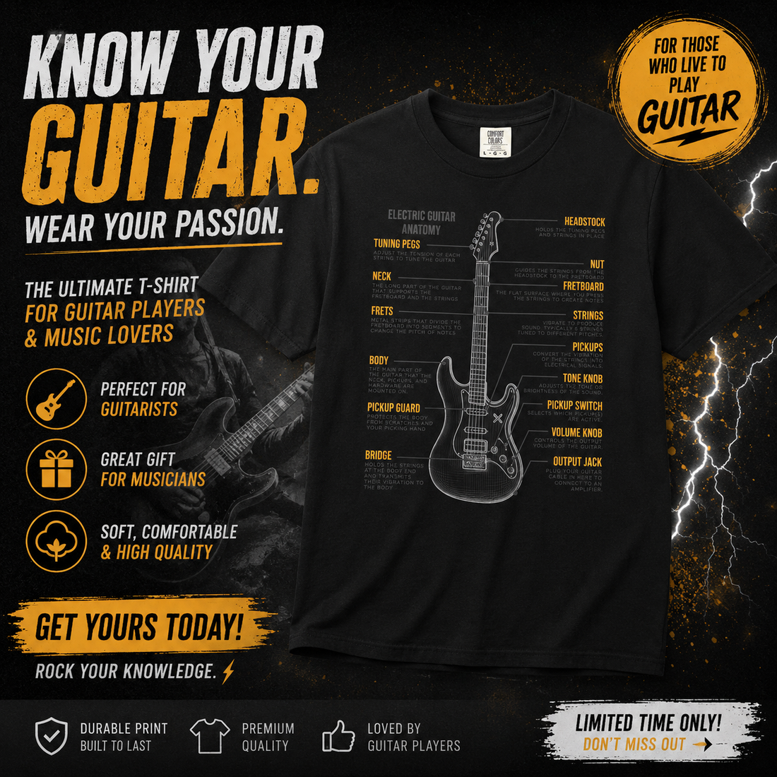 Electric Guitar Anatomy T-Shirt: A Must-Have for Guitar Enthusiasts