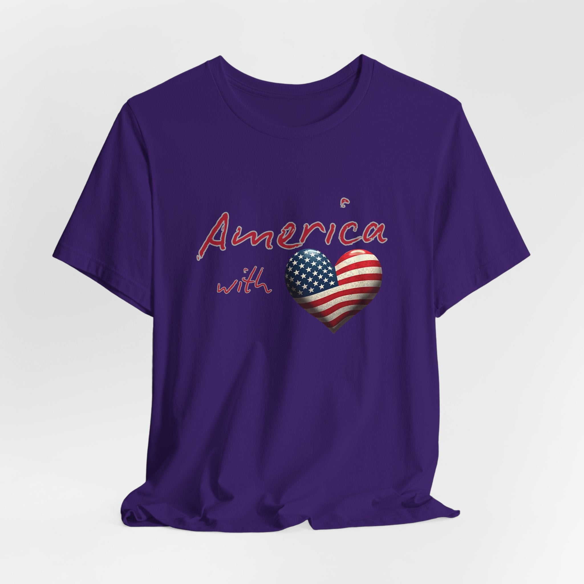 America with Love Flag Graphic Patriotic Unisex T-Shirt
