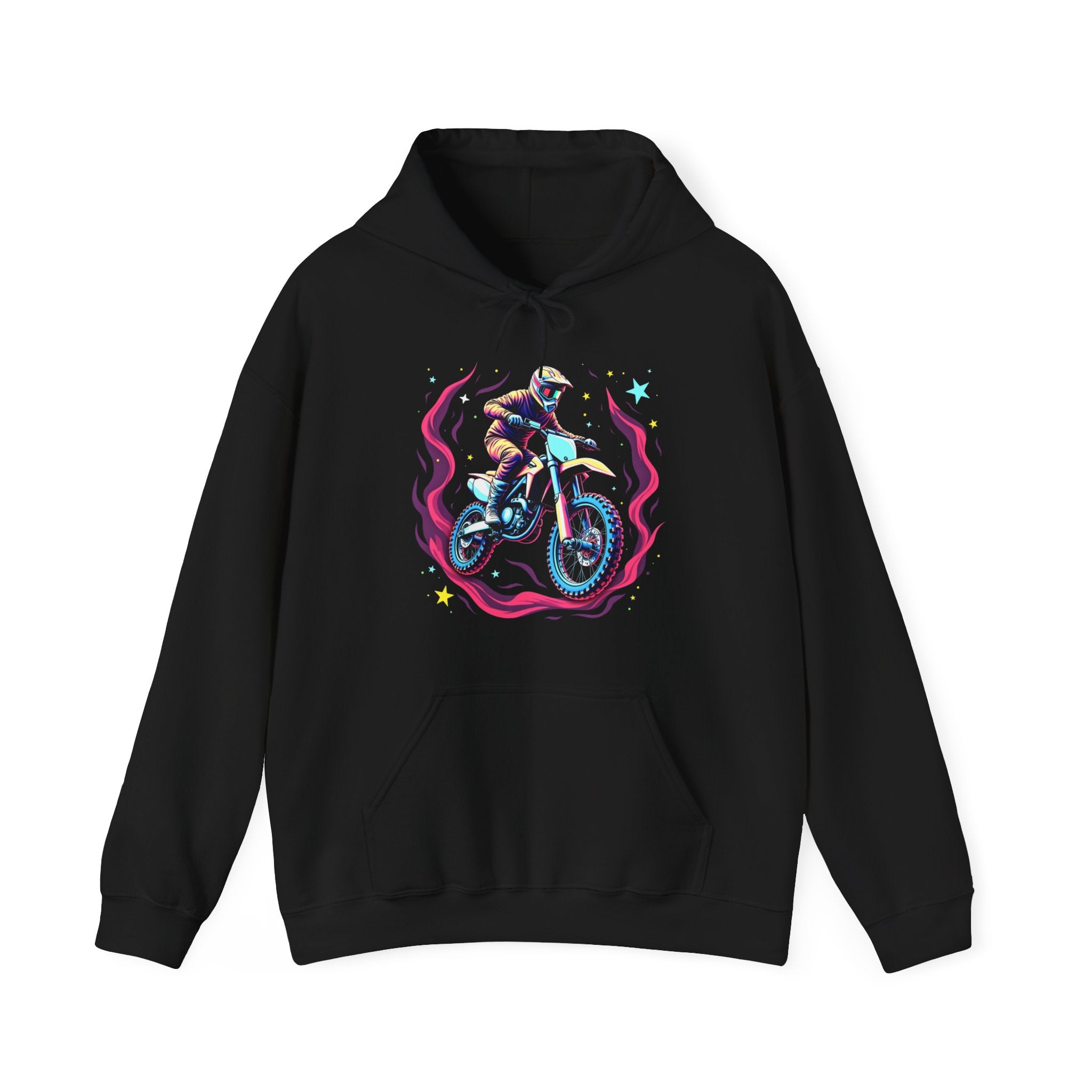Cosmic Dirt Bike Galaxy Motocross Rider Graphic Hoodie
