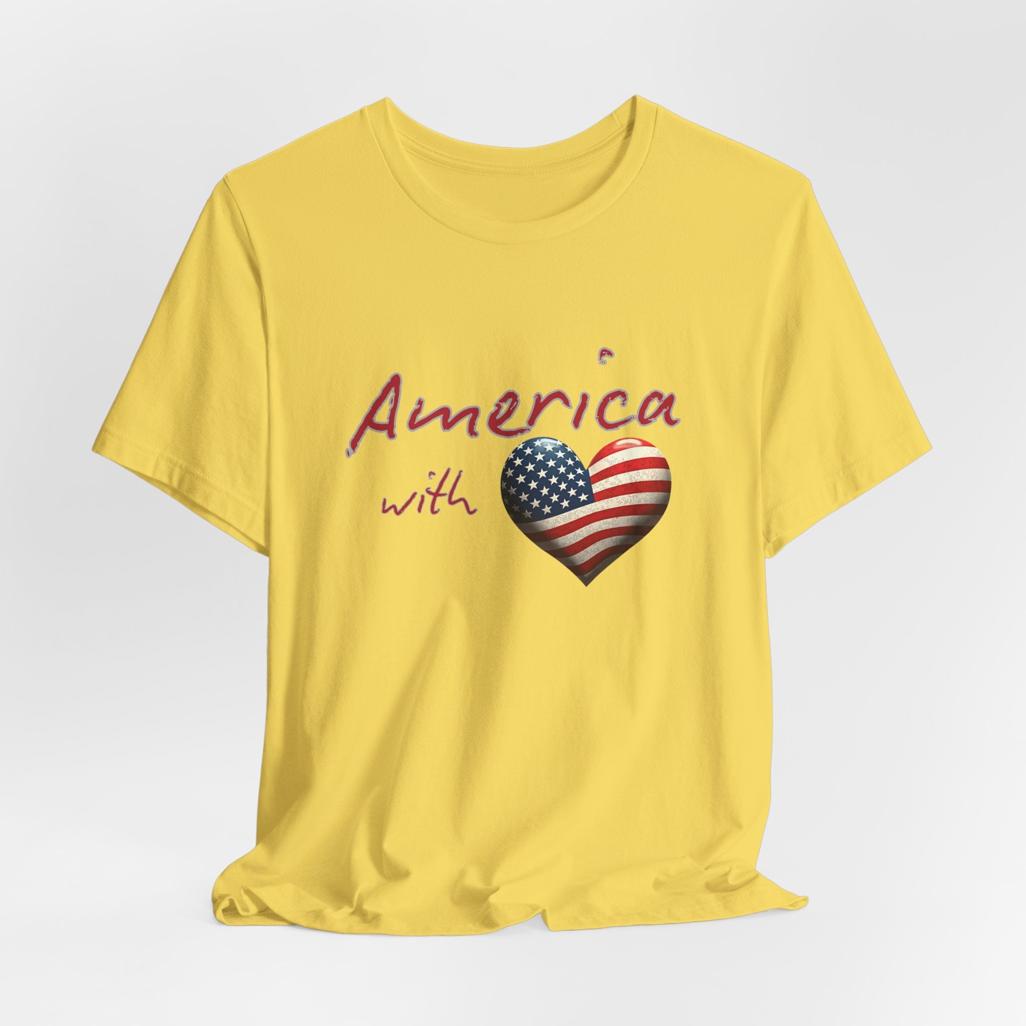 America with Love Flag Graphic Patriotic Unisex T-Shirt