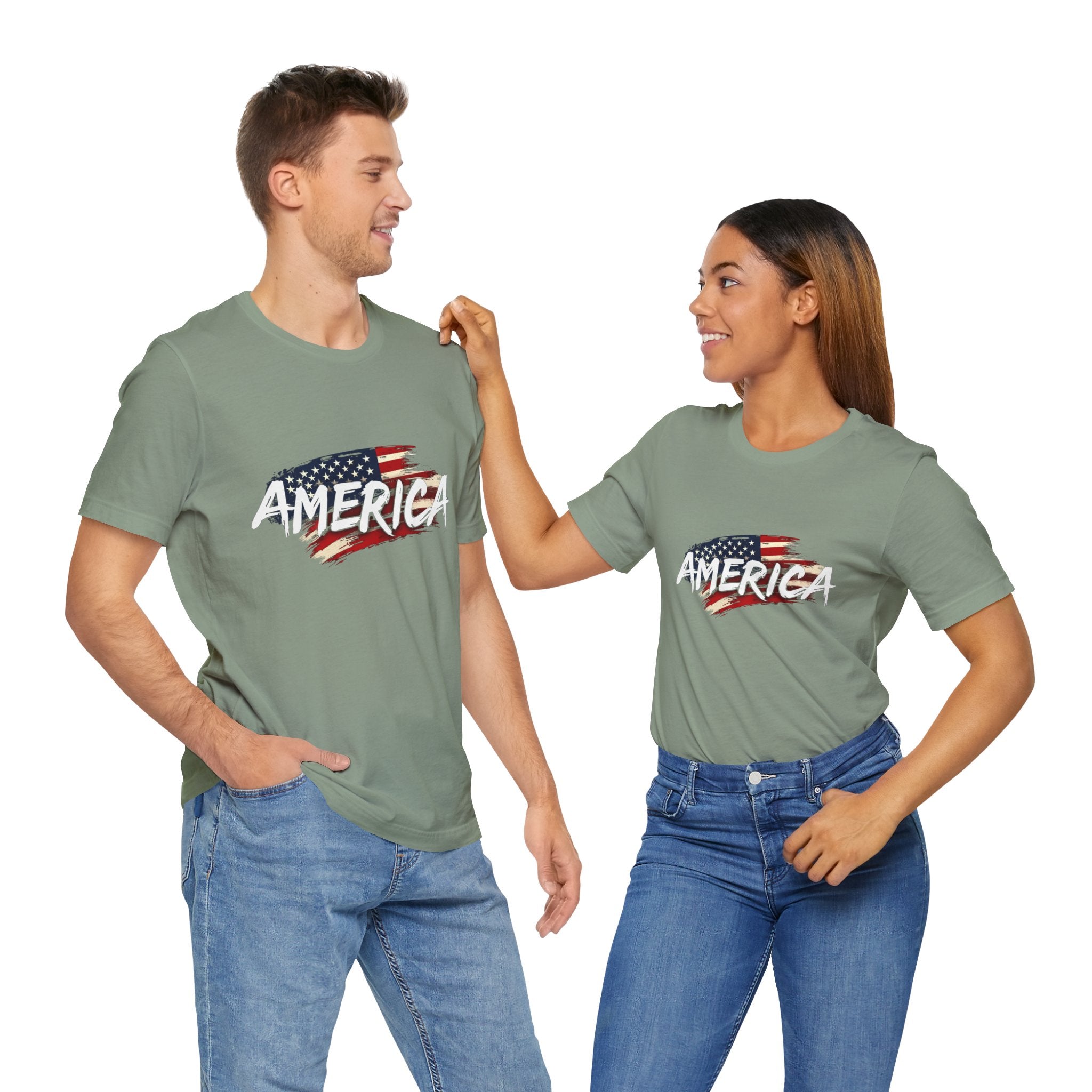 America Vintage Style Patriotic Flag Graphic T-Shirt