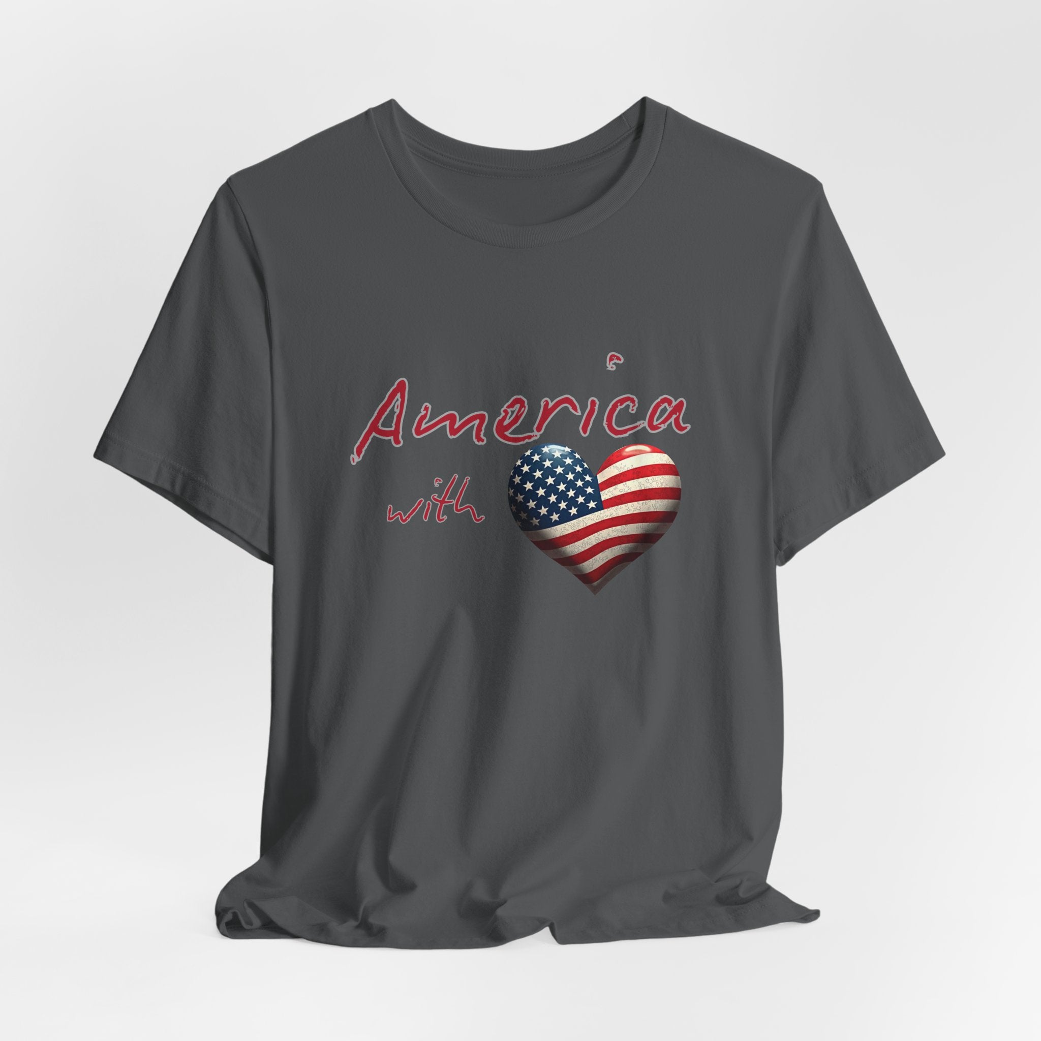 America with Love Flag Graphic Patriotic Unisex T-Shirt