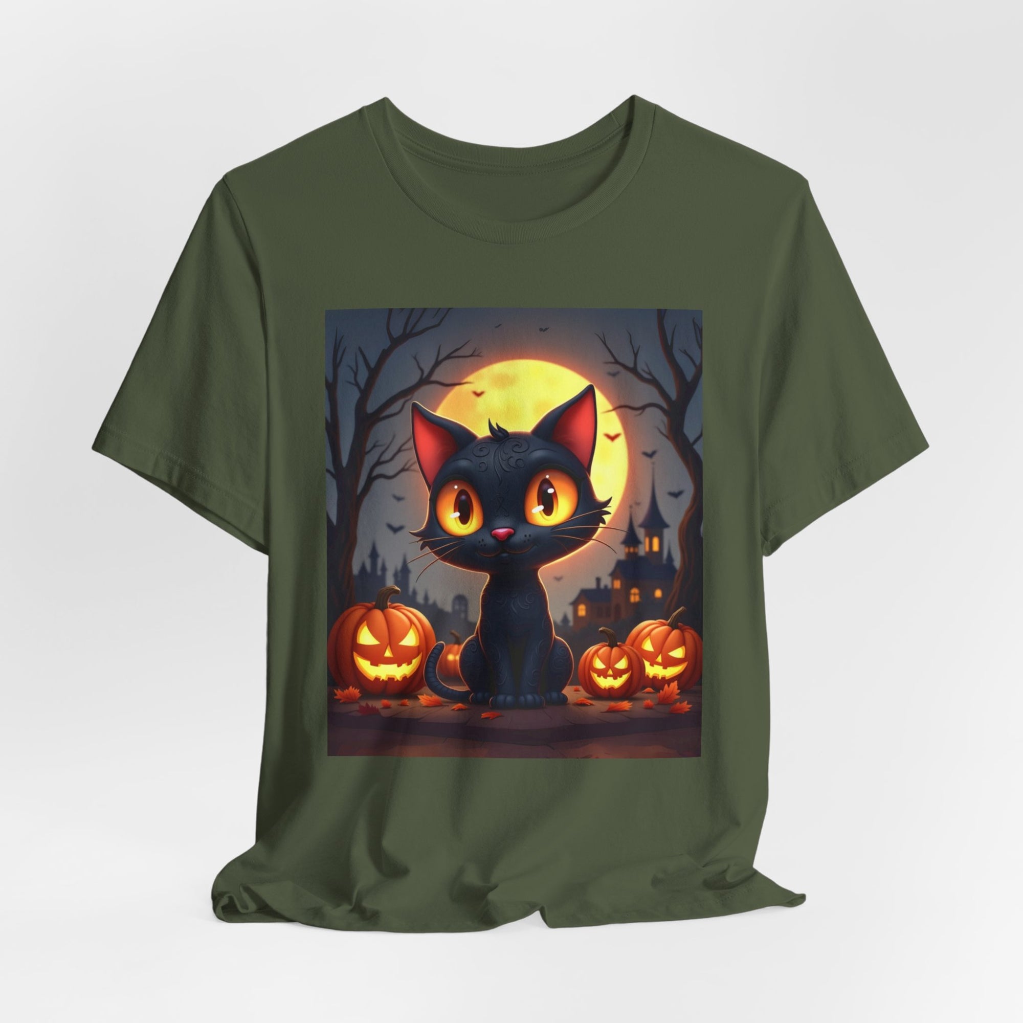 Halloween Cat and Pumpkins T-shirt for Men and Women