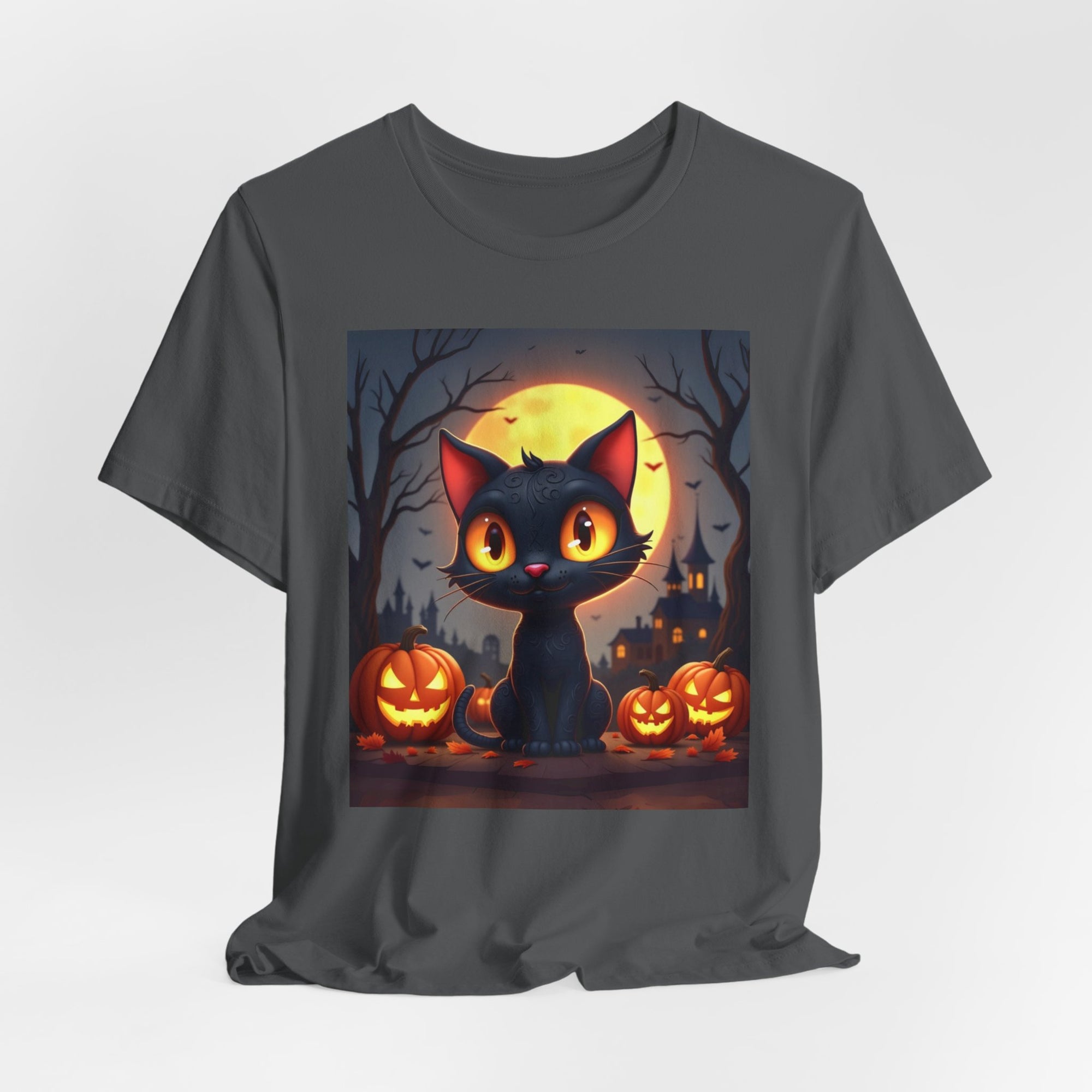 Halloween Cat and Pumpkins T-shirt for Men and Women