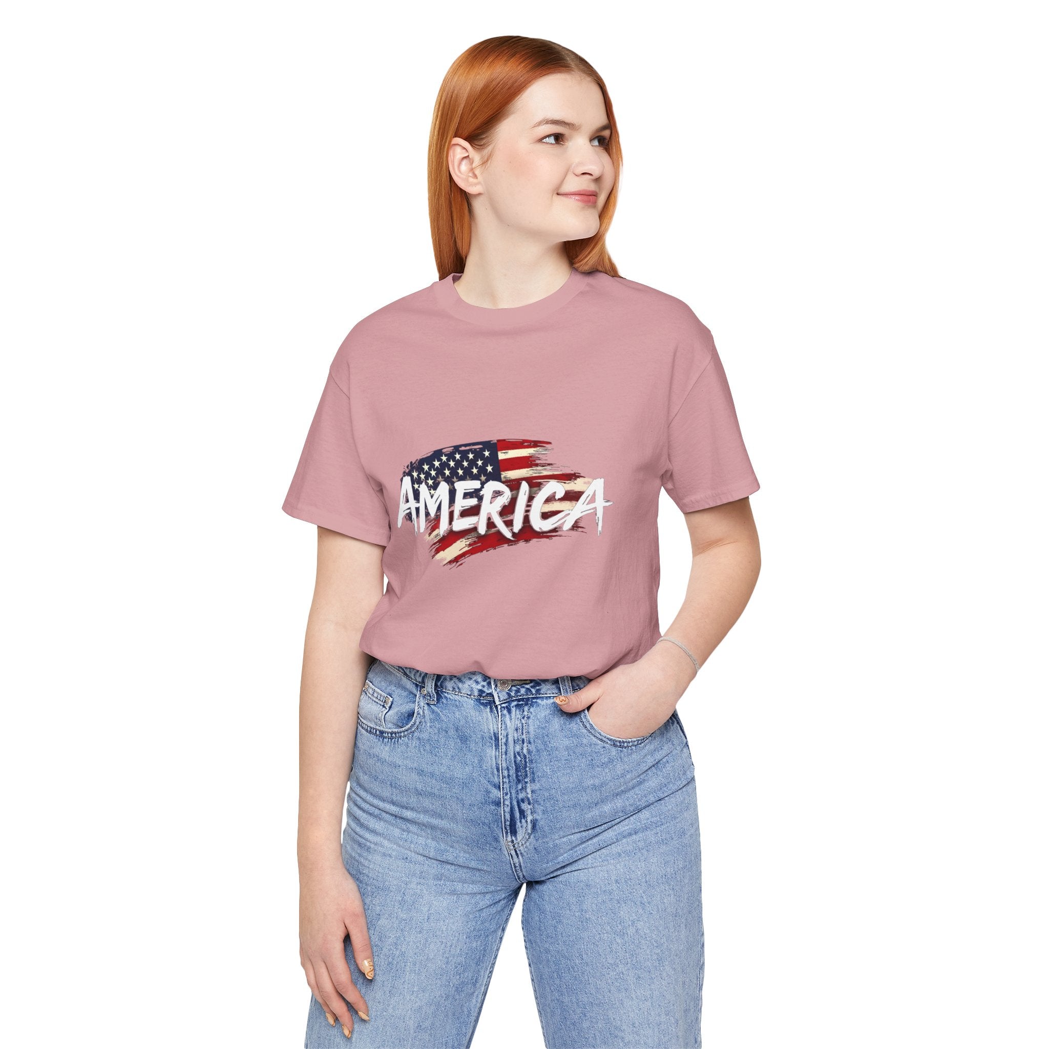 America Vintage Style Patriotic Flag Graphic T-Shirt