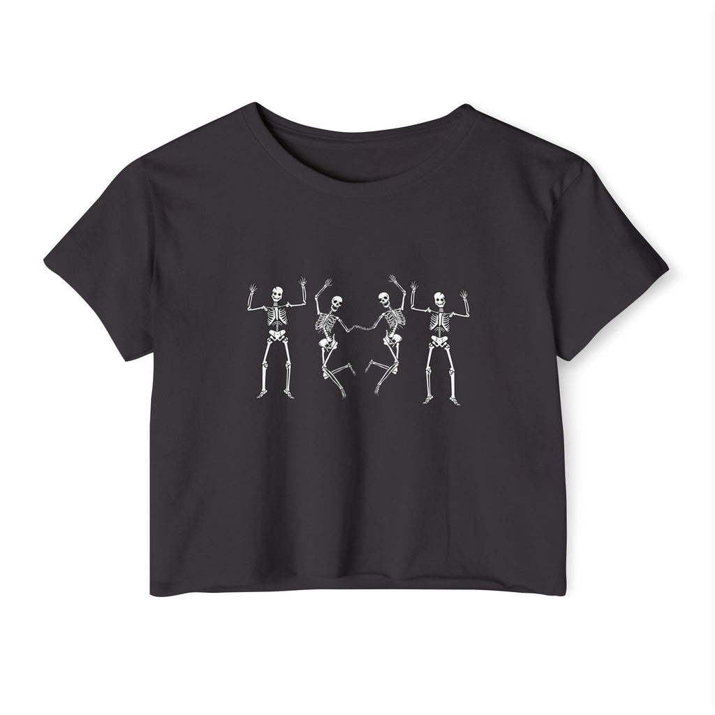 Dancing Skeleton Halloween Funny Crop Top T-shirt