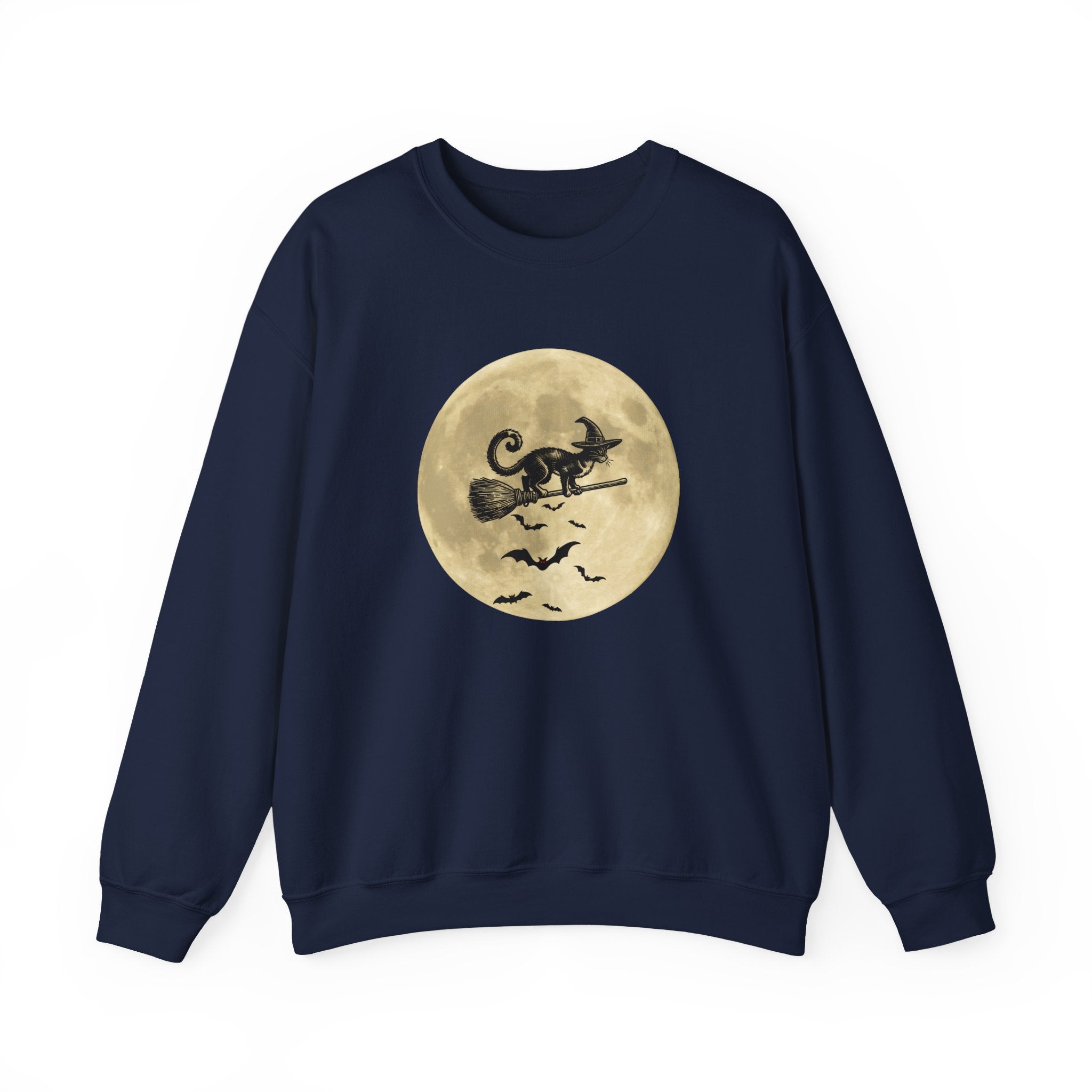Flying Spooky Cat with Bats Under the Moon Sweatshirt