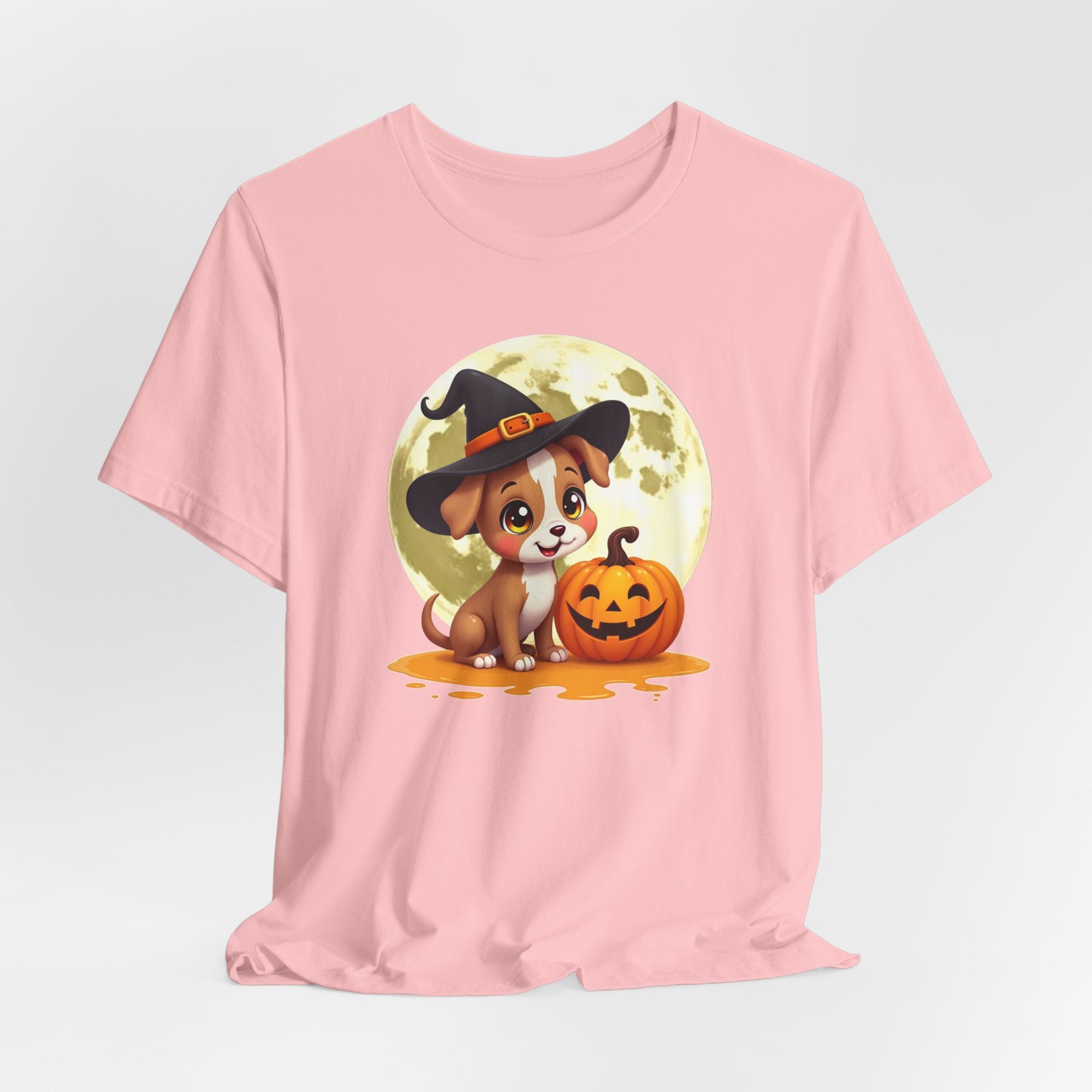 Cute Witch Puppy And The Pumpkin T-shirt for Men and Women