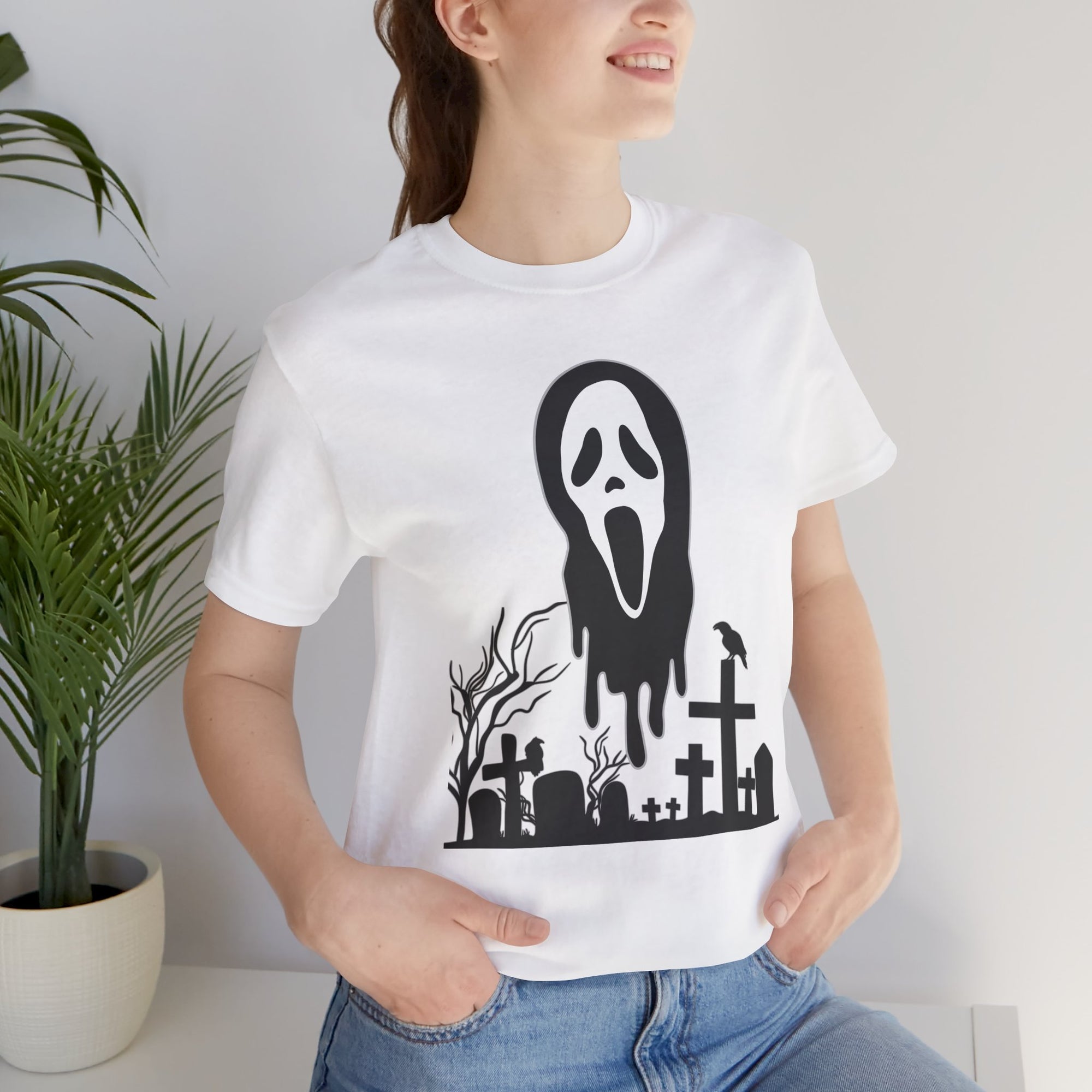 Ghost and Cemetery Halloween T-shirt for Men and Women
