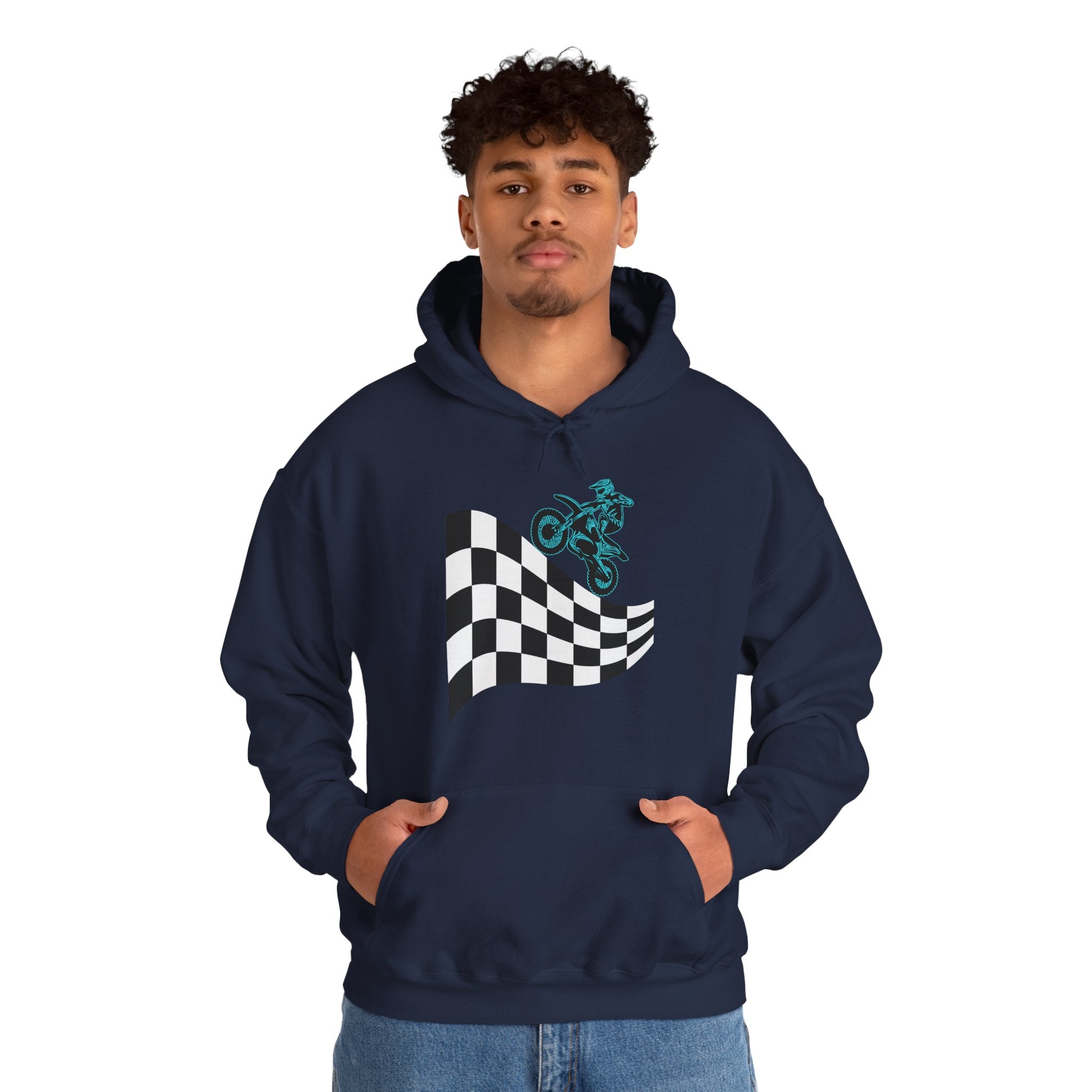 Motocross Dirt Bike Racing Finish Line Victory Flag Hoodie