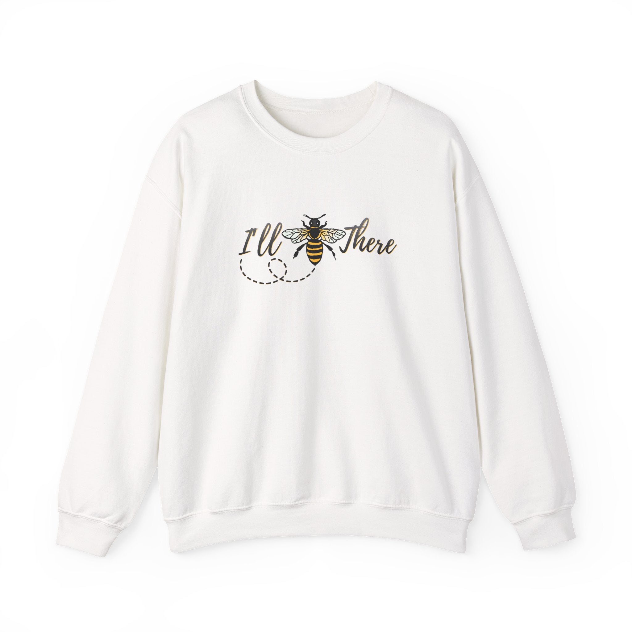White sweatshirt with bee graphic and 'Ill There' text on a white background