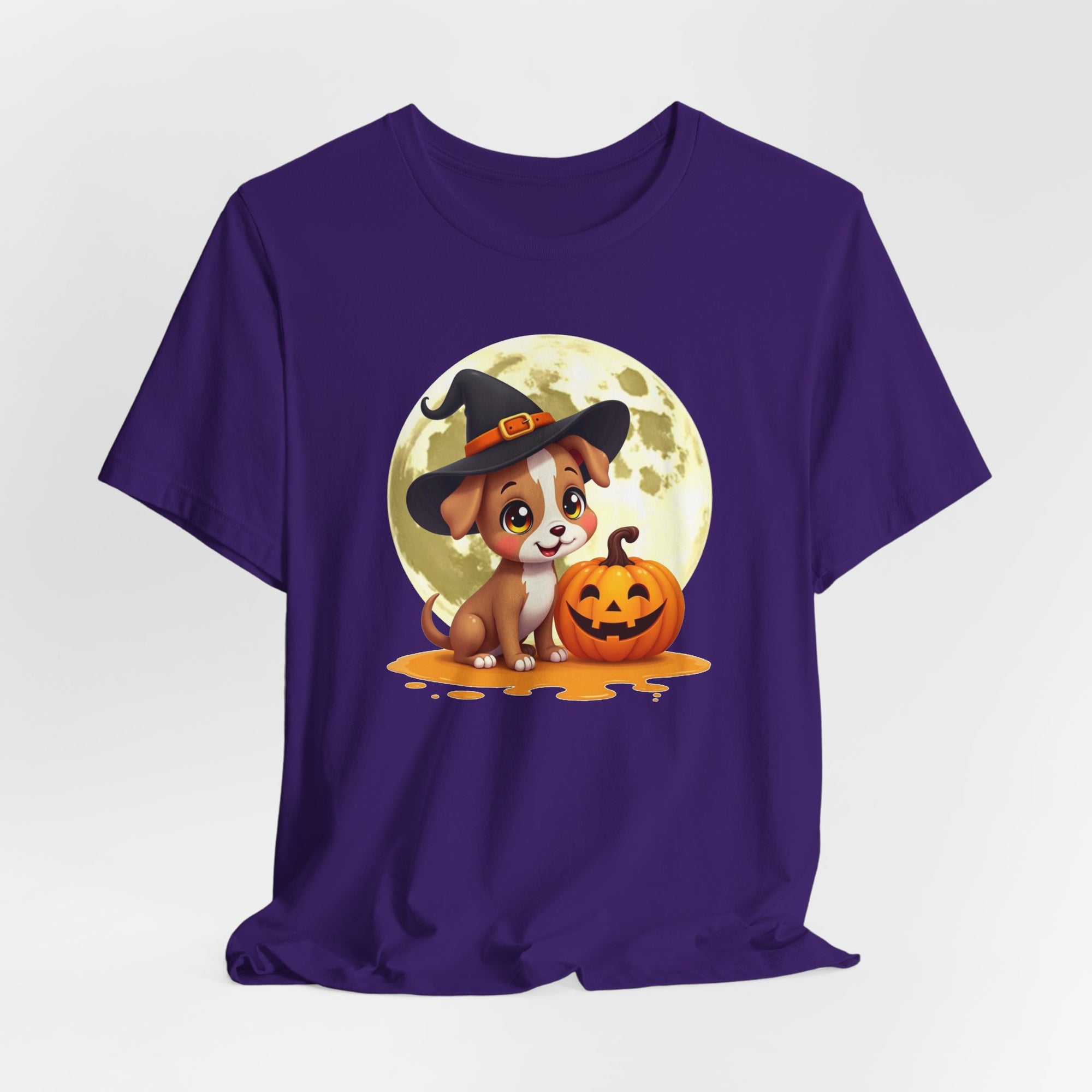 Cute Witch Puppy And The Pumpkin T-shirt for Men and Women