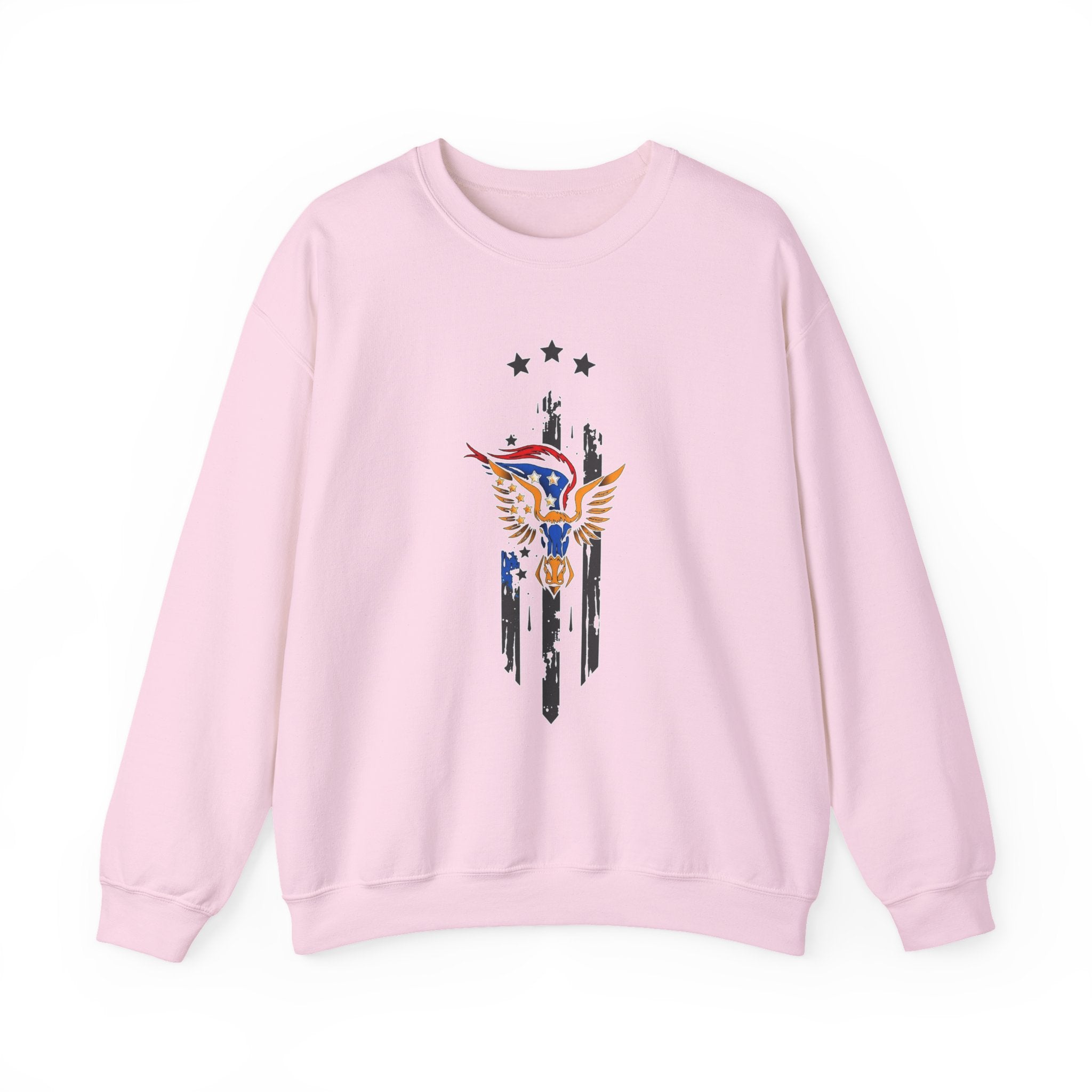 Pink sweatshirt with a graphic design on a white background