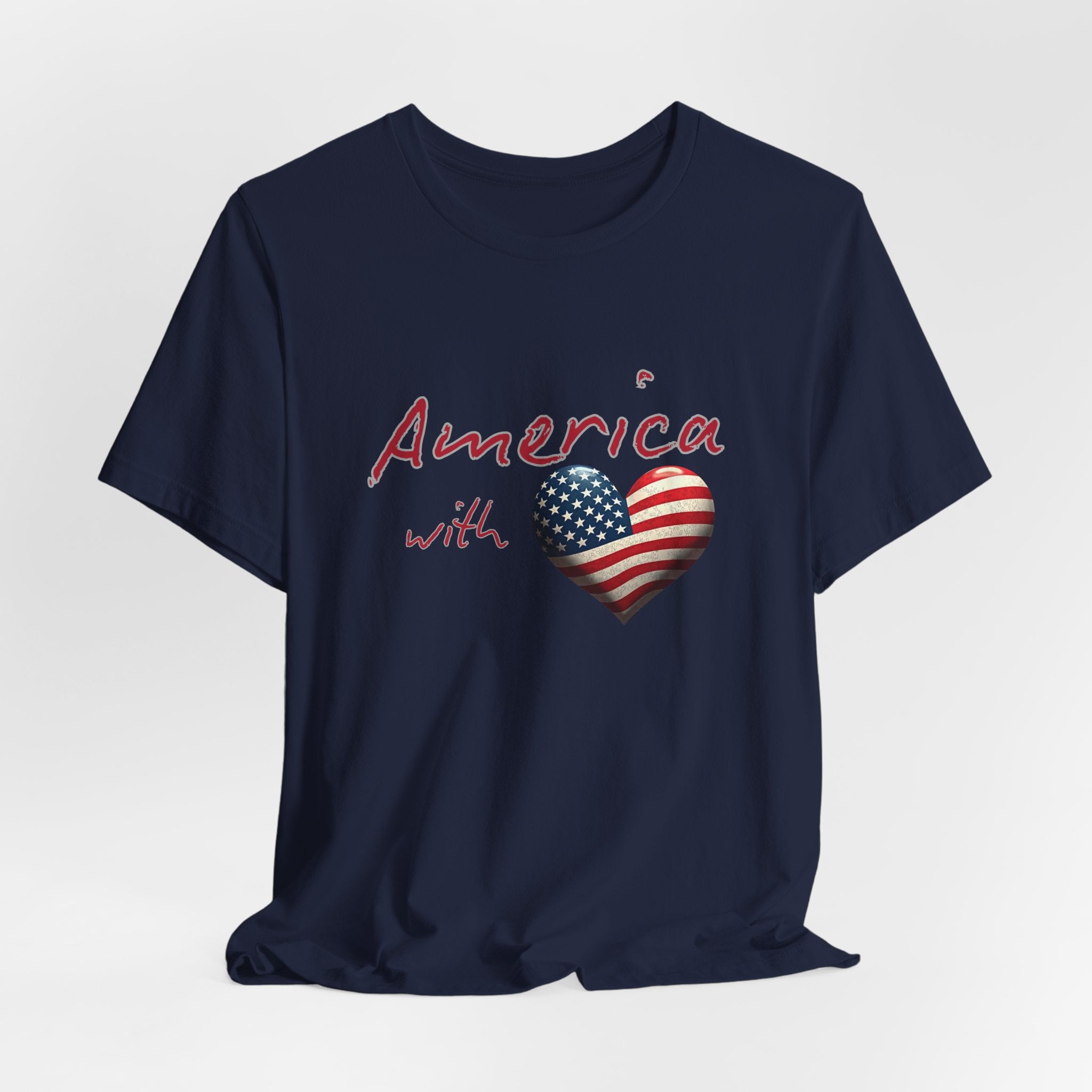 America with Love Flag Graphic Patriotic Unisex T-Shirt