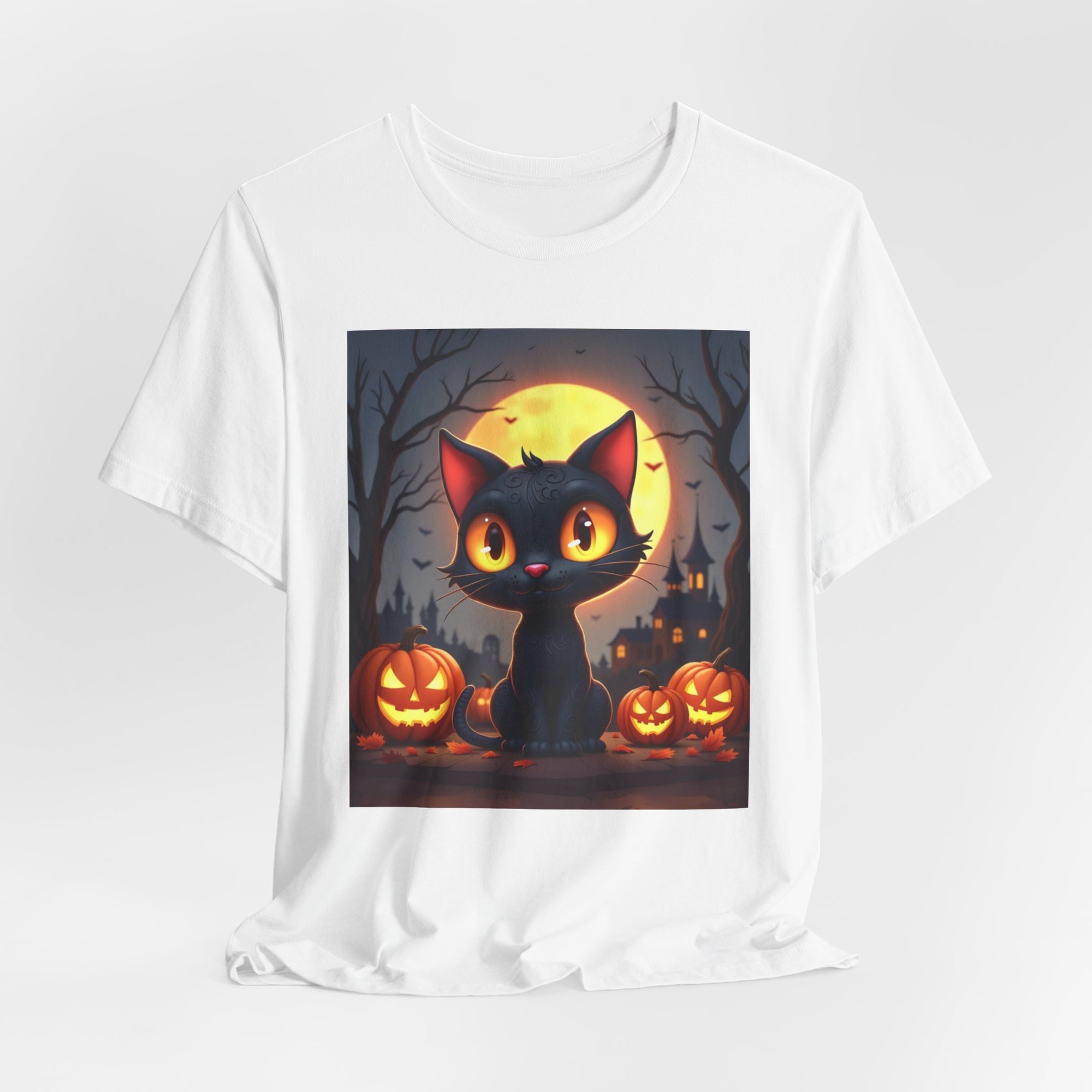 Halloween Cat and Pumpkins T-shirt for Men and Women