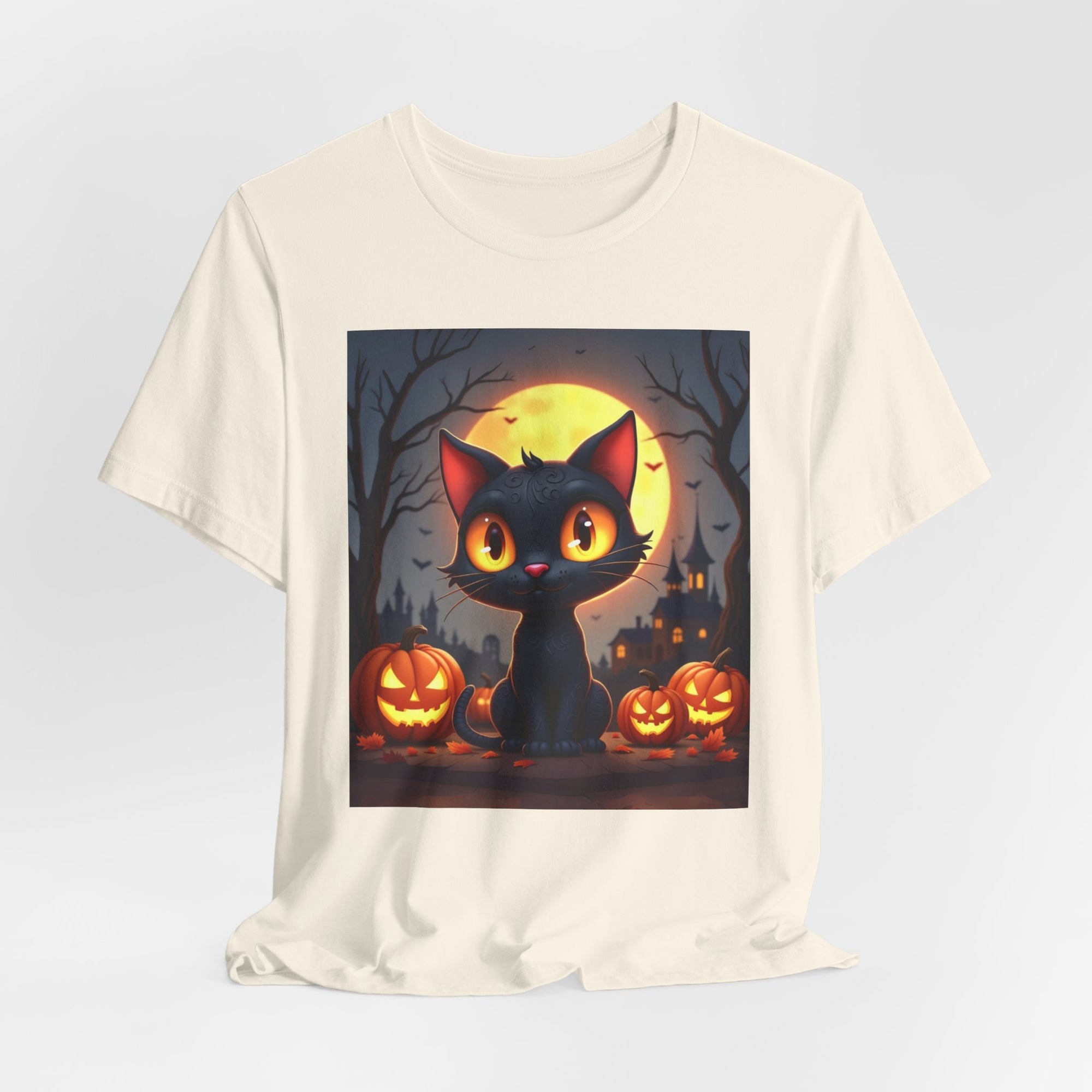 Halloween Cat and Pumpkins T-shirt for Men and Women