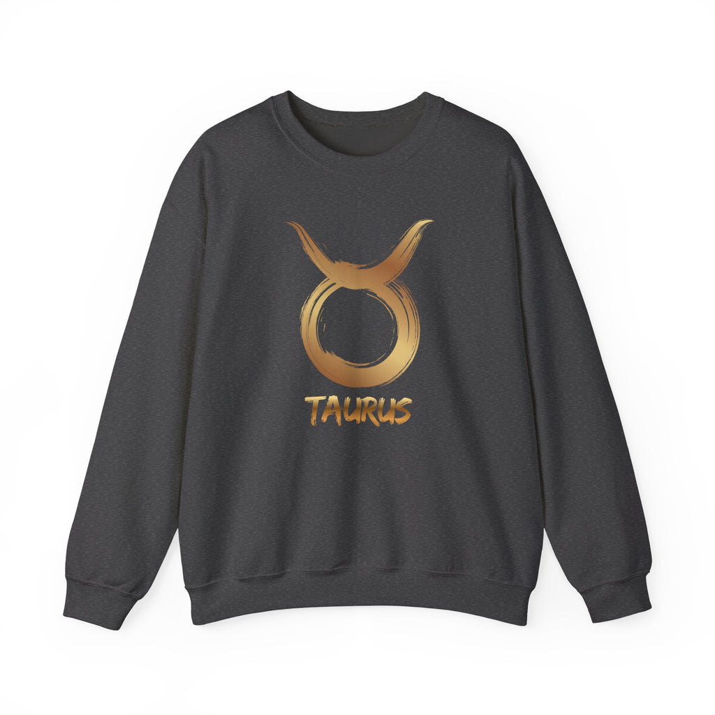 Dark gray sweatshirt with Taurus symbol and name on a white background
