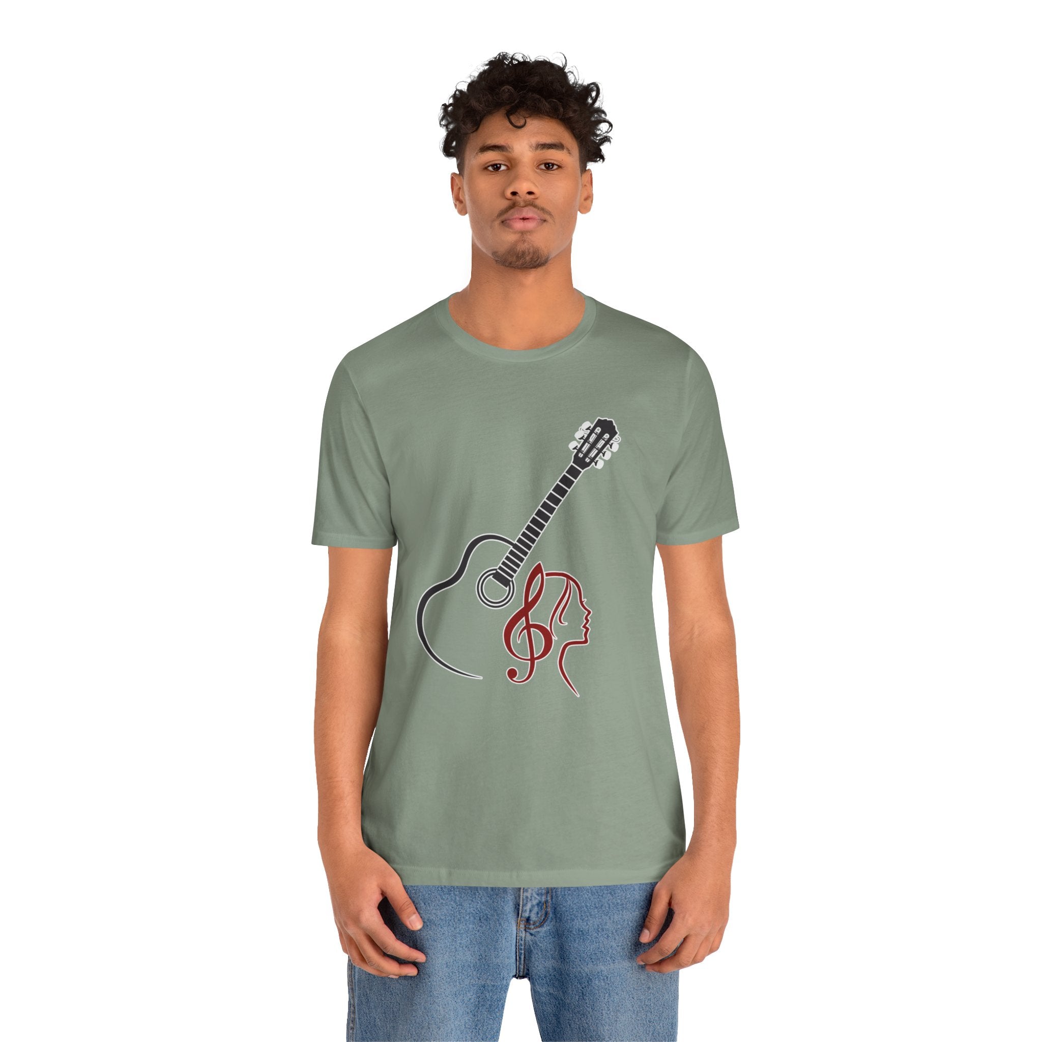Music Minded Acoustic Guitar T-Shirt – Music Note Lover Unisex Tee