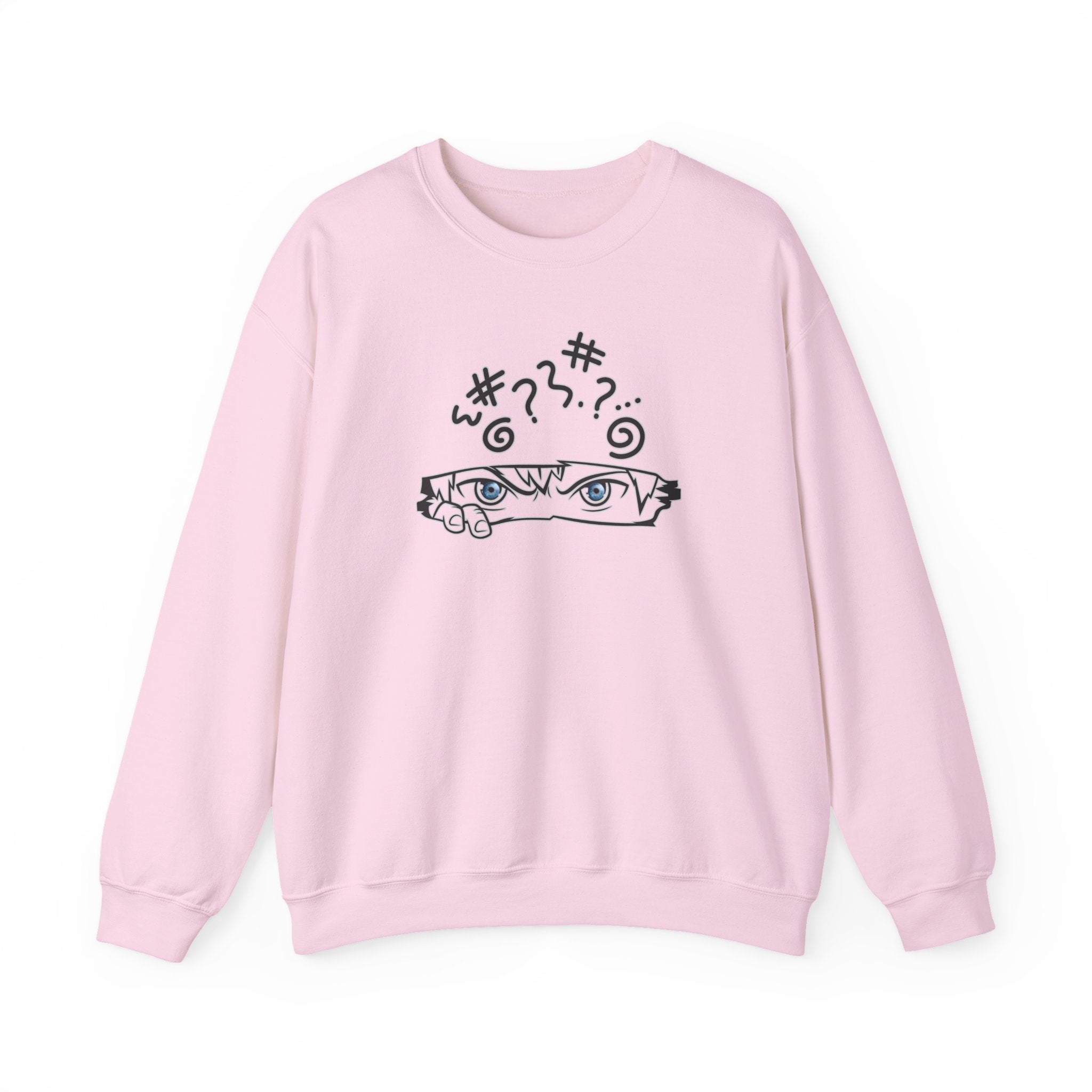 Pink sweatshirt with a graphic design on a white background