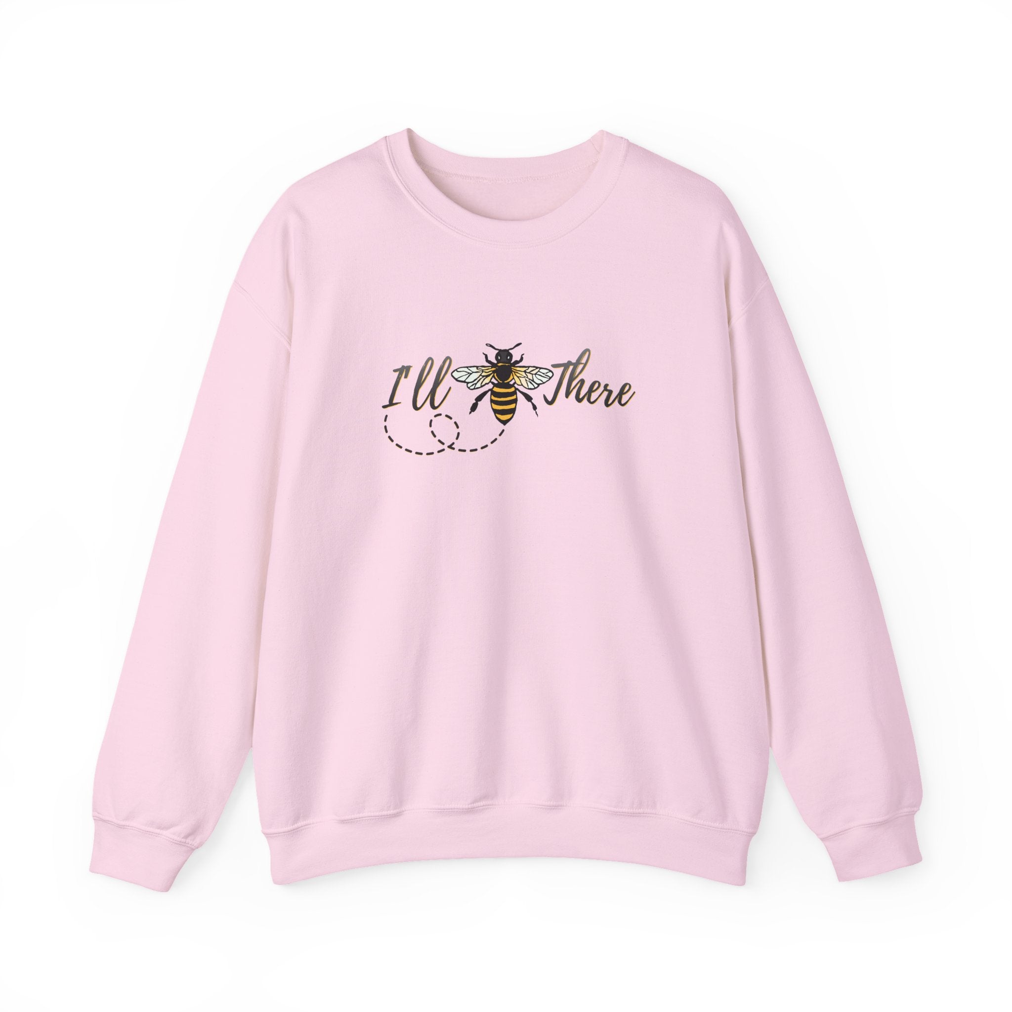 Pink sweatshirt with bee graphic and 'Ill There' text on a white background