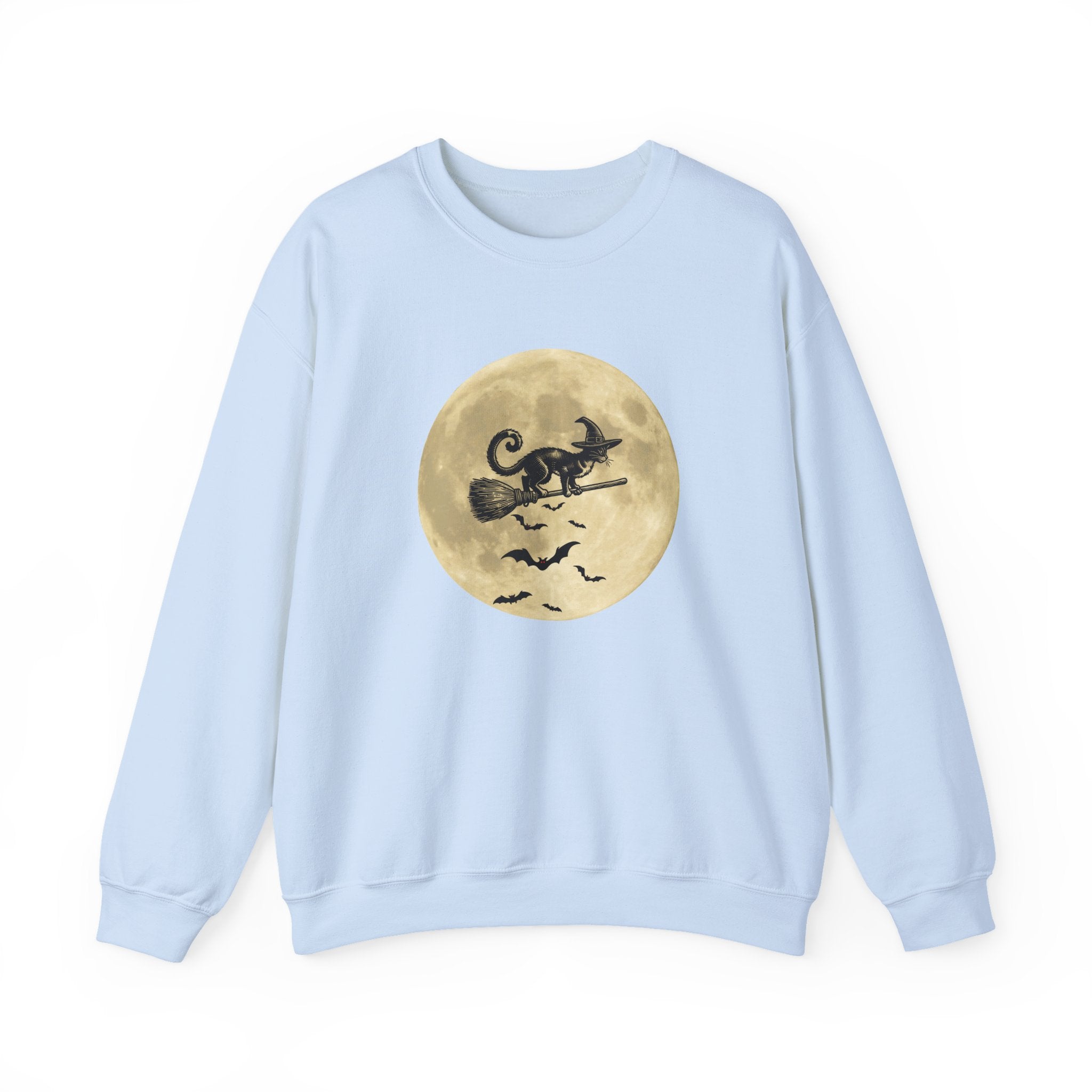 Flying Spooky Cat with Bats Under the Moon Sweatshirt