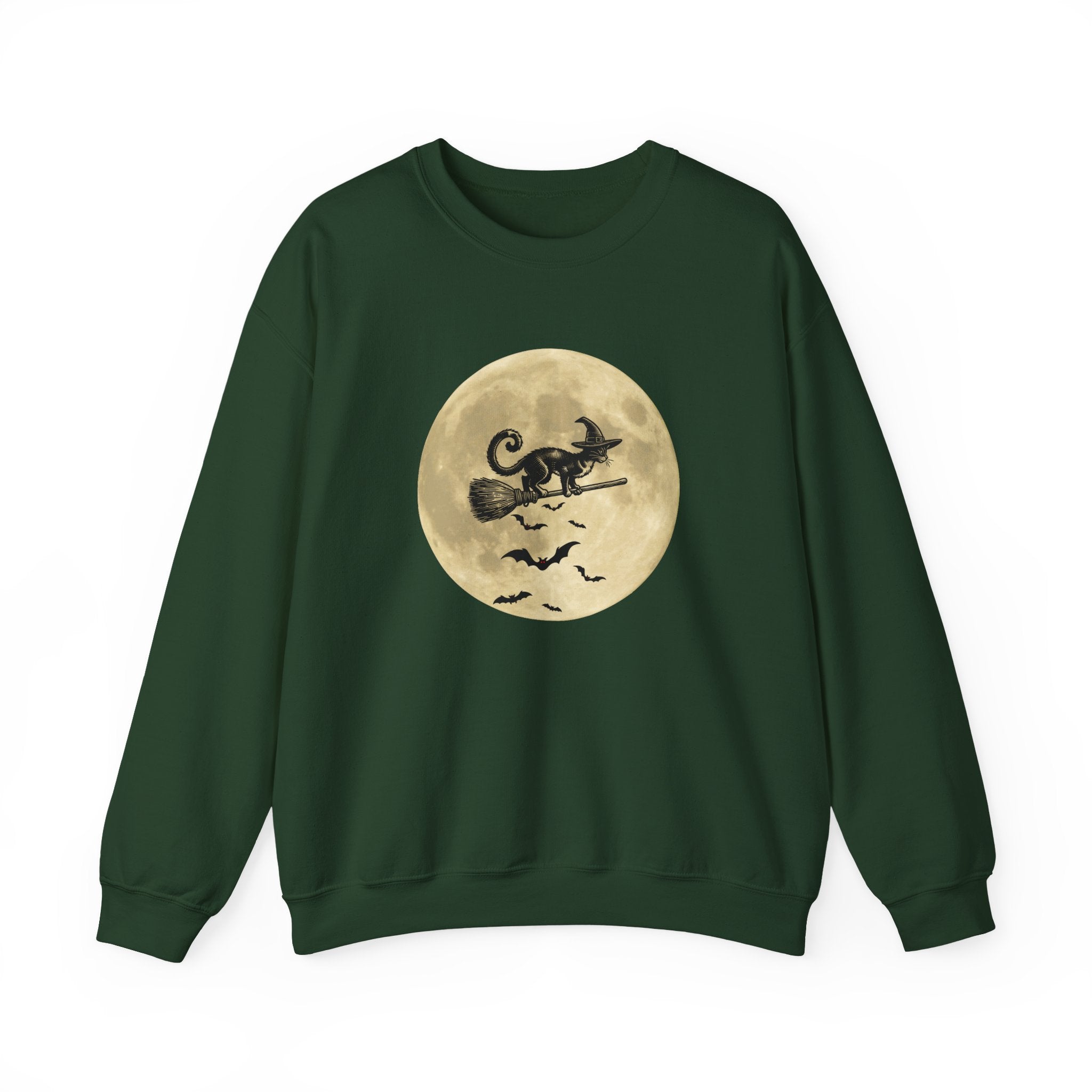 Flying Spooky Cat with Bats Under the Moon Sweatshirt