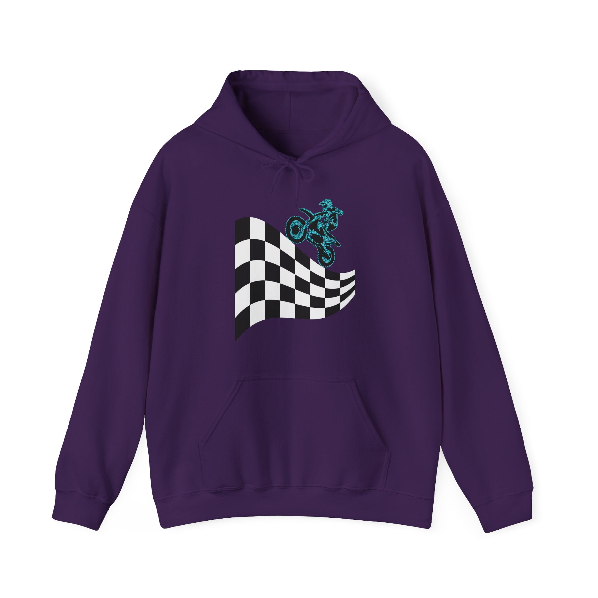 Motocross Dirt Bike Racing Finish Line Victory Flag Hoodie