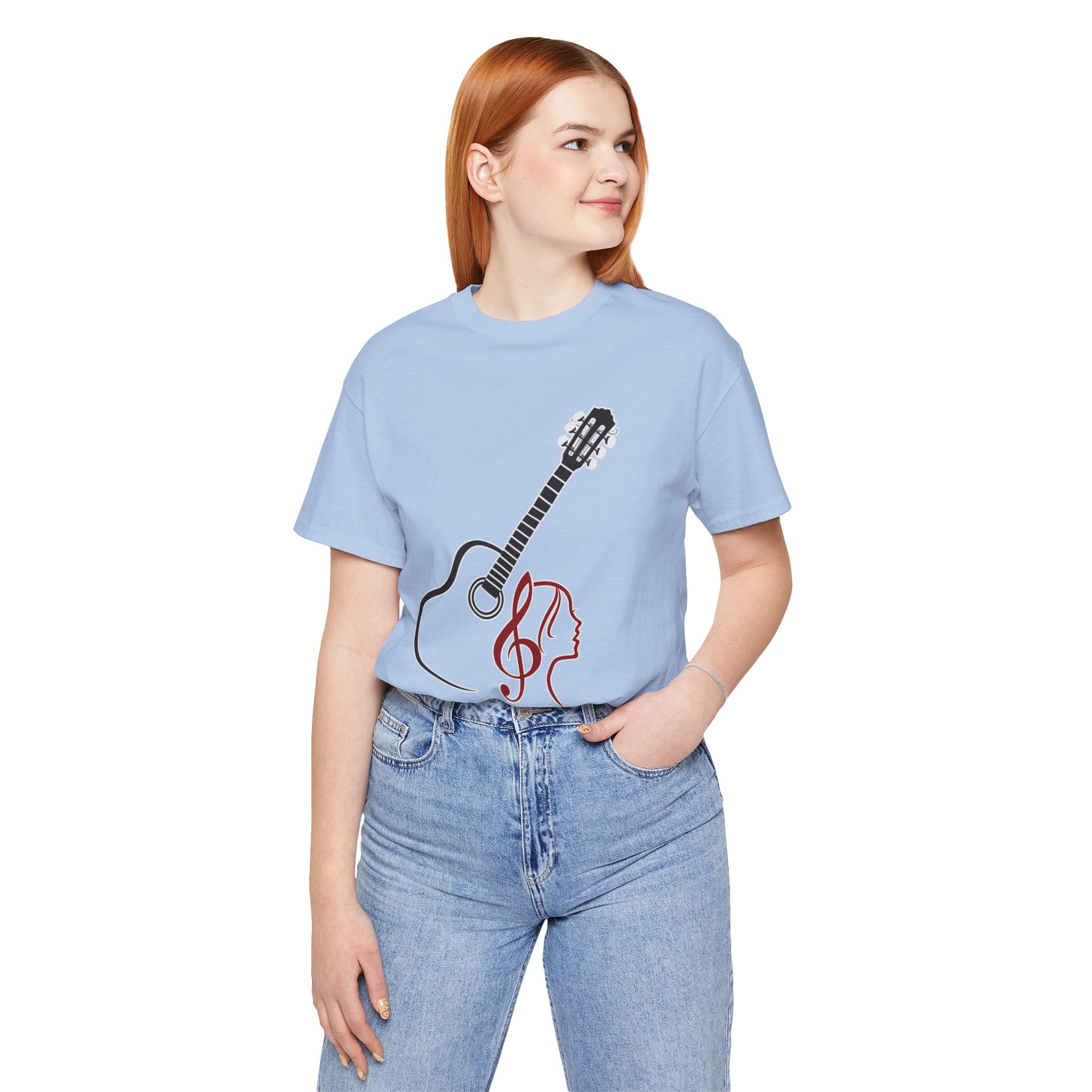 Music Minded Acoustic Guitar T-Shirt – Music Note Lover Unisex Tee