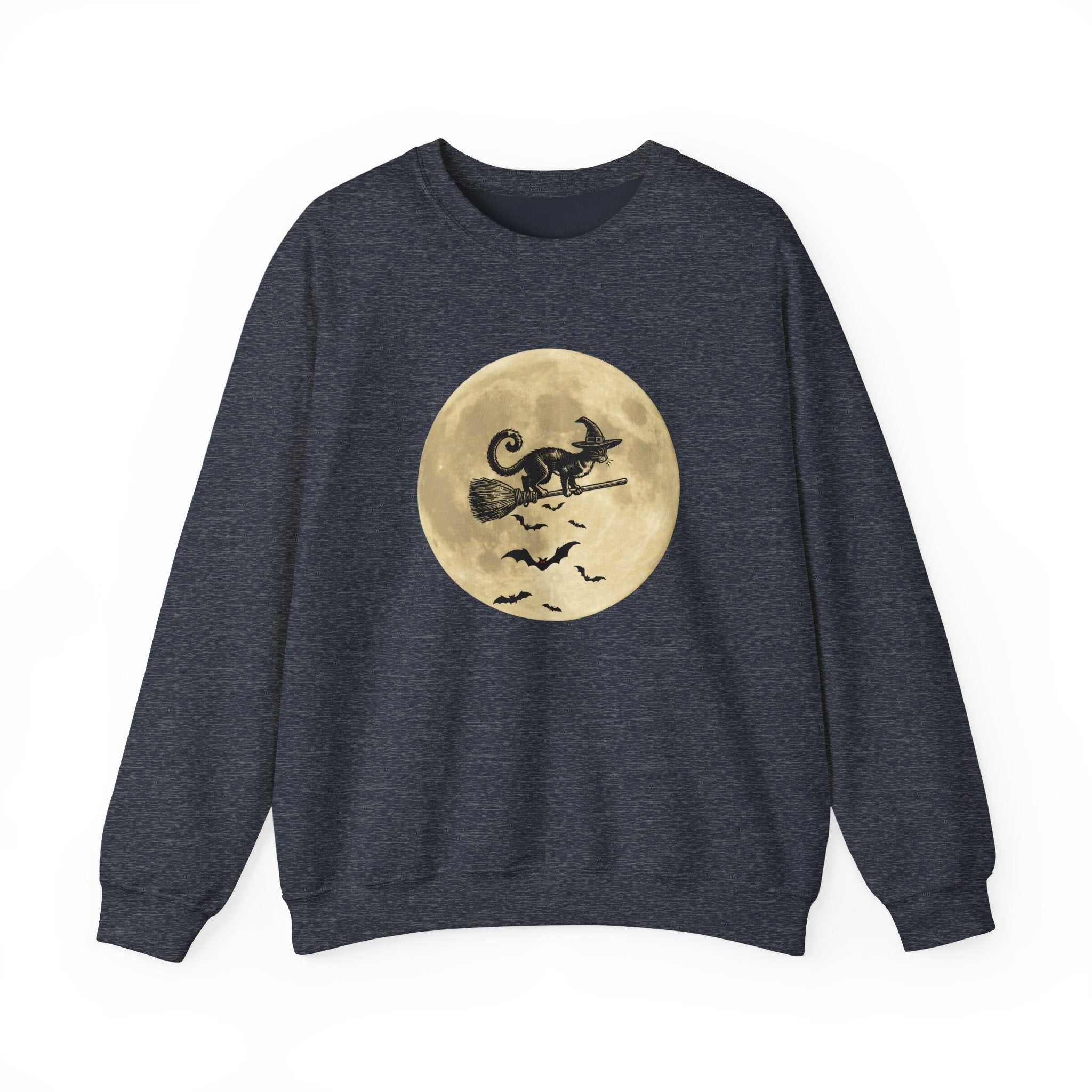 Flying Spooky Cat with Bats Under the Moon Sweatshirt