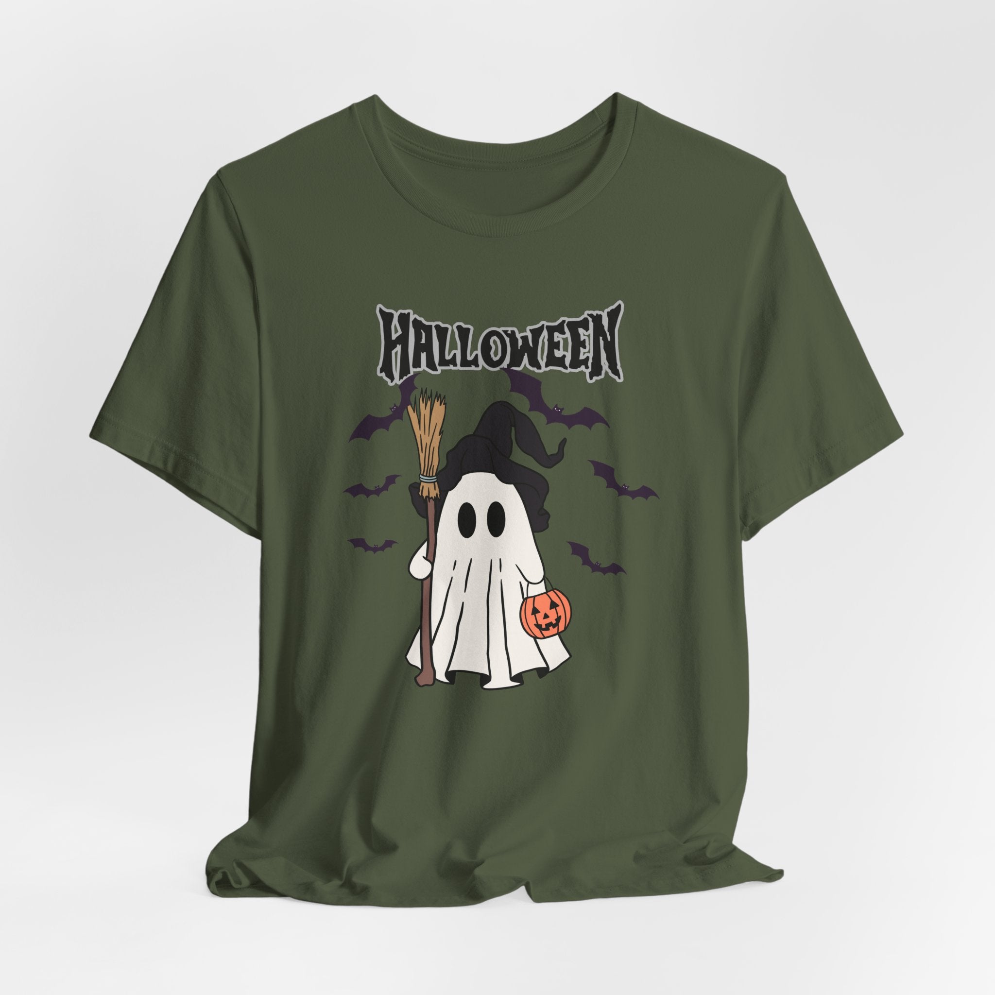 Sweeper Ghost & Bats Halloween Pumpkin Unisex T-Shirt