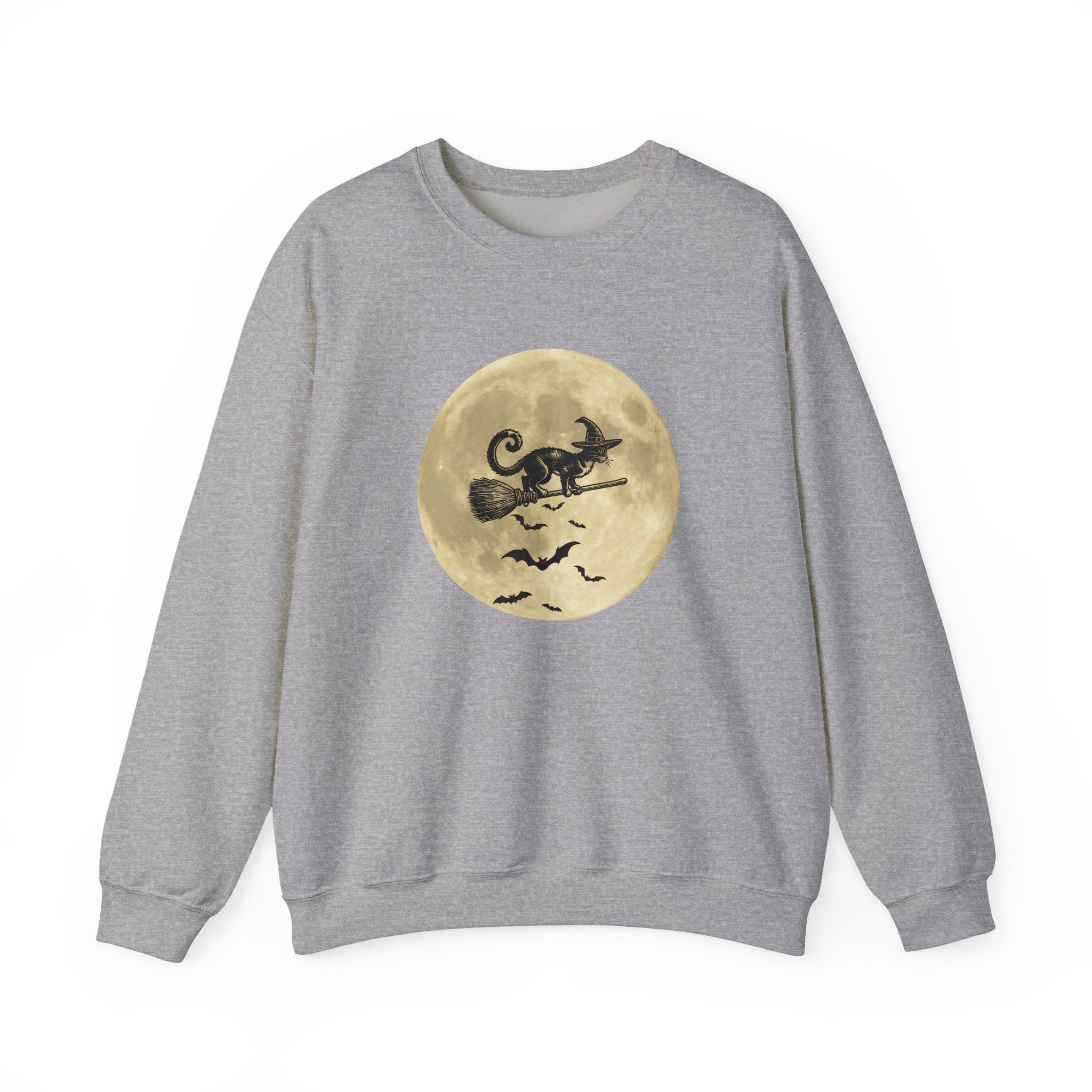 Flying Spooky Cat with Bats Under the Moon Sweatshirt