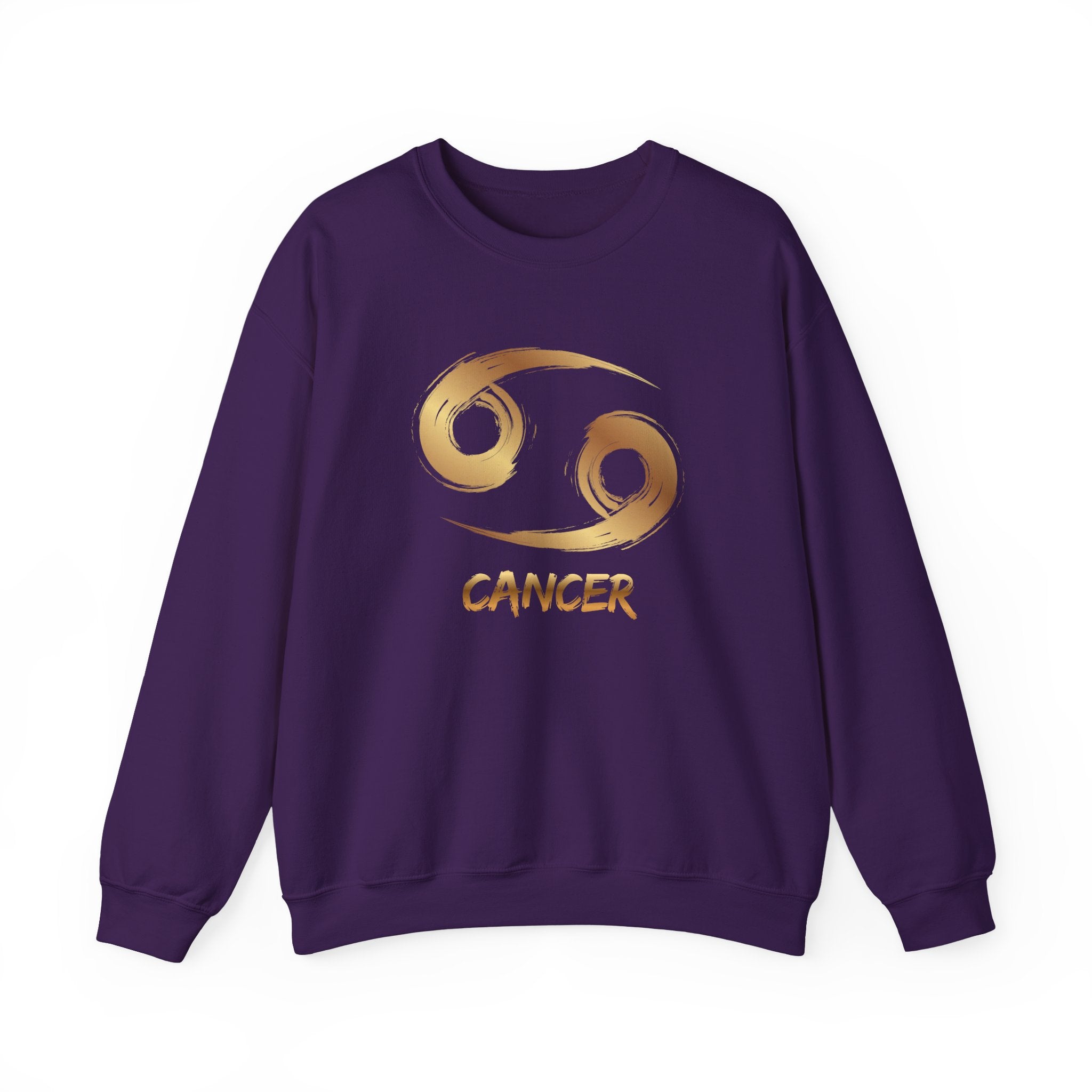 Green sweatshirt with Cancer zodiac symbol in gold on a white background