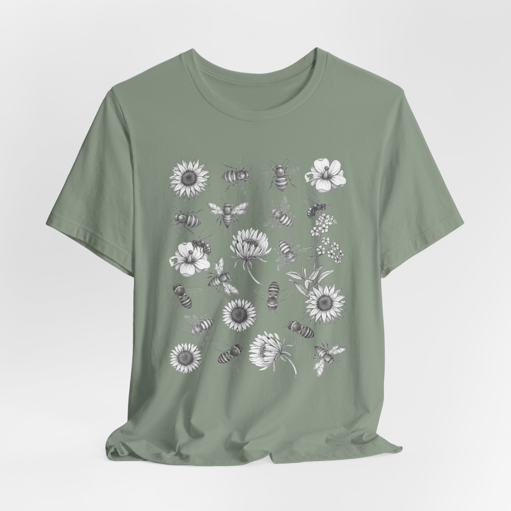 Sage t-shirt with zebra graphic and text on a white background