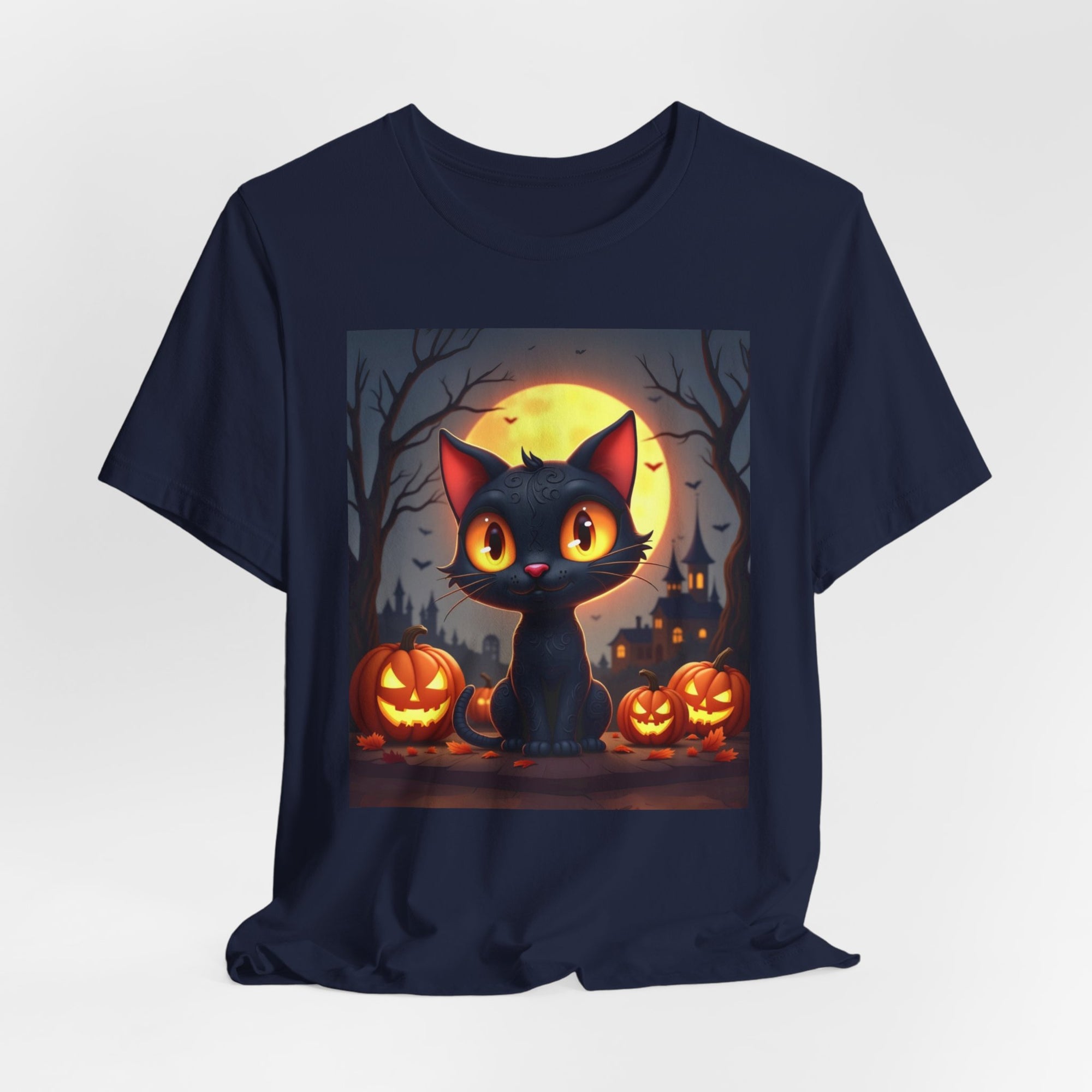 Halloween Cat and Pumpkins T-shirt for Men and Women