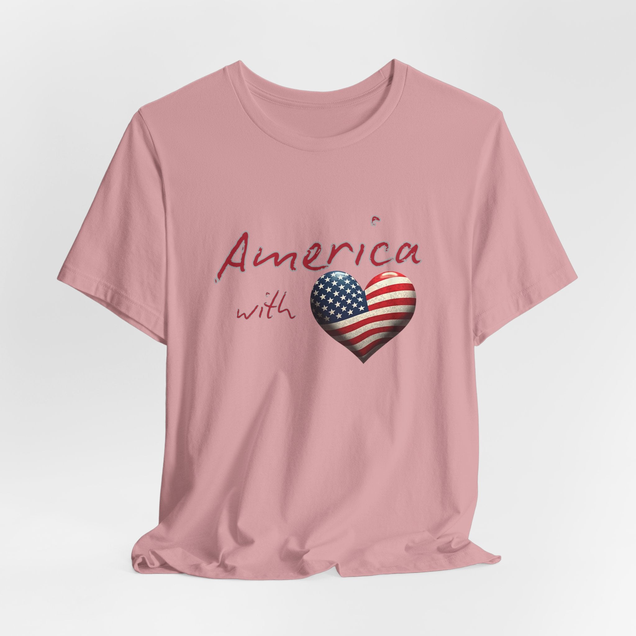 America with Love Flag Graphic Patriotic Unisex T-Shirt
