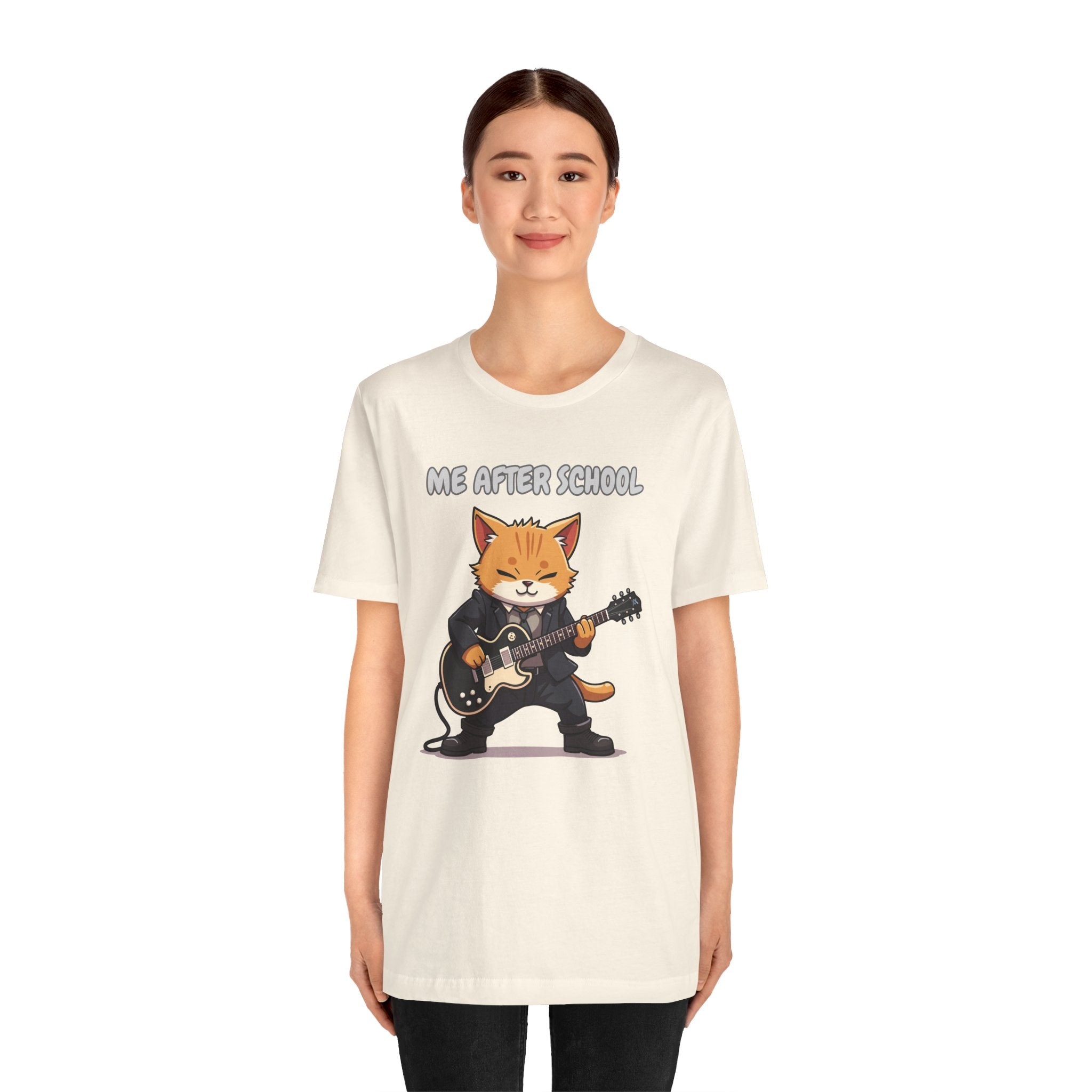 Me After School – Cat Playing Guitar Funny Graphic Unisex T-Shirt