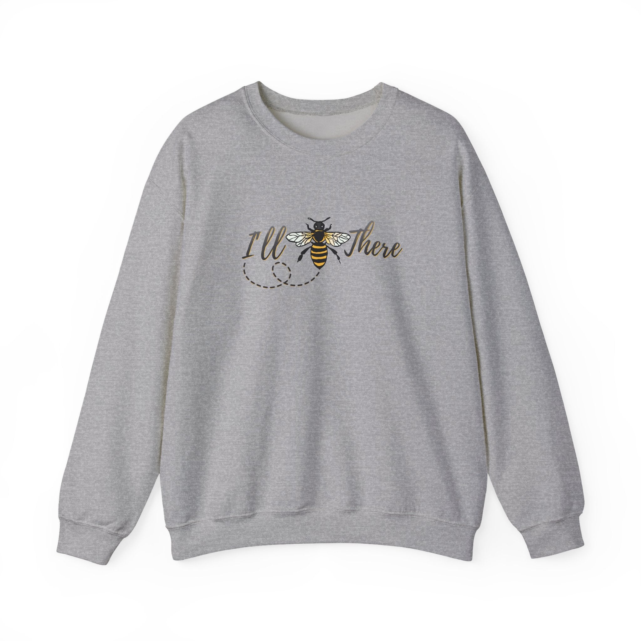 Gray sweatshirt with bee graphic and 'Ill There' text on a white background