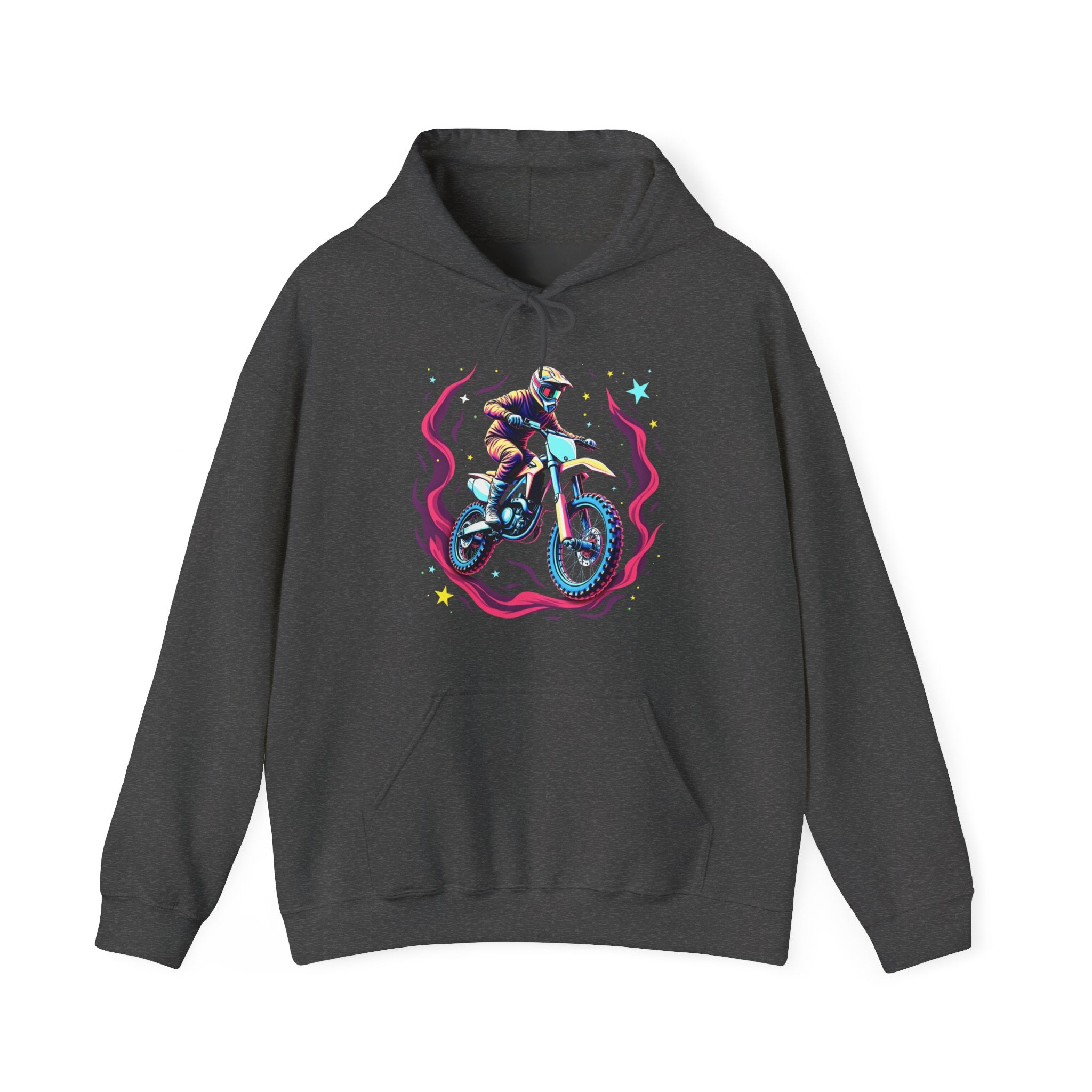 Cosmic Dirt Bike Galaxy Motocross Rider Graphic Hoodie