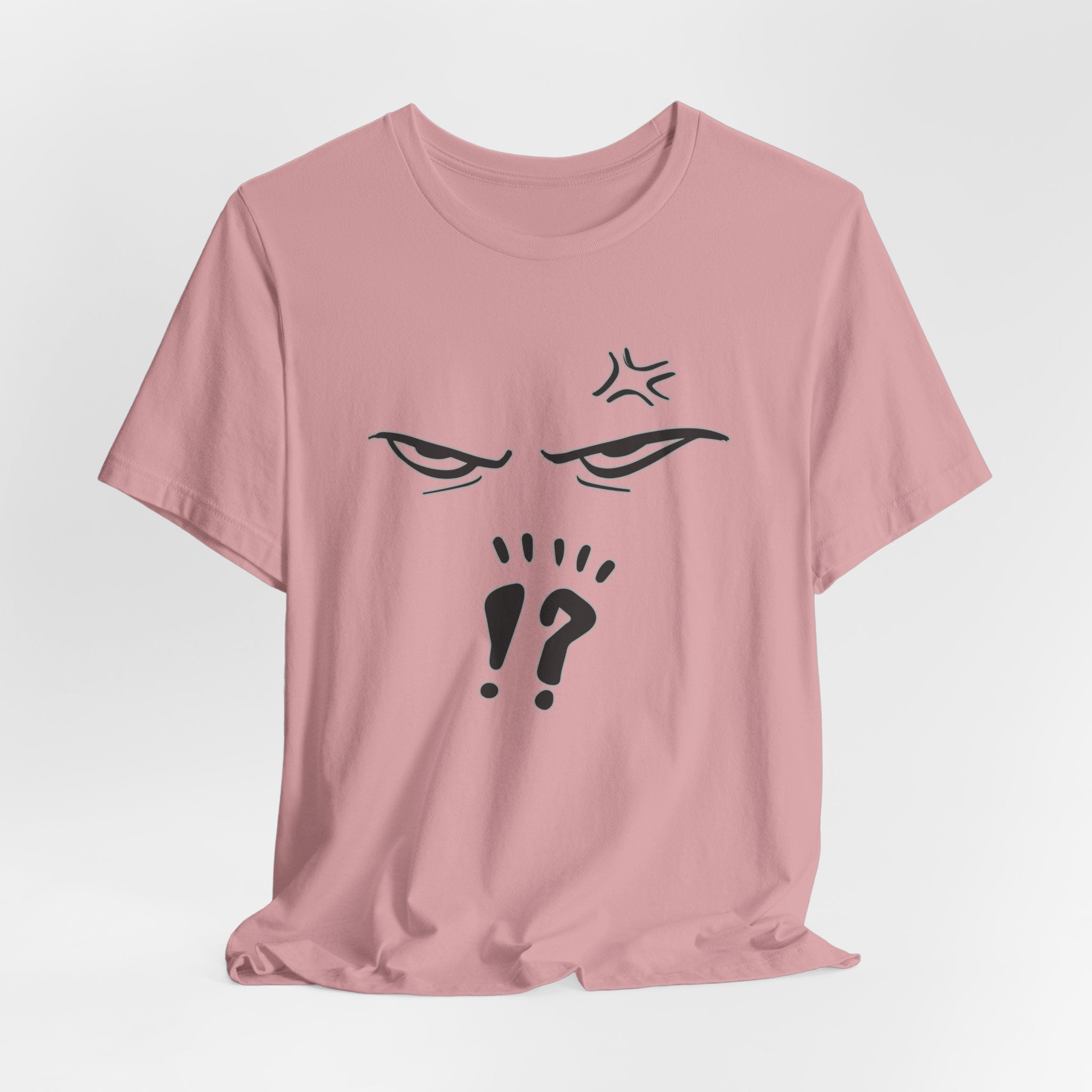 Pink t-shirt with a graphic design on a light gray background