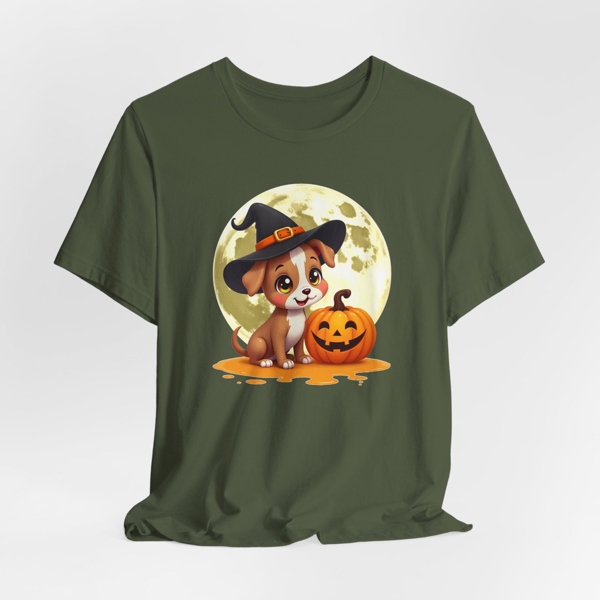 Cute Witch Puppy And The Pumpkin T-shirt for Men and Women