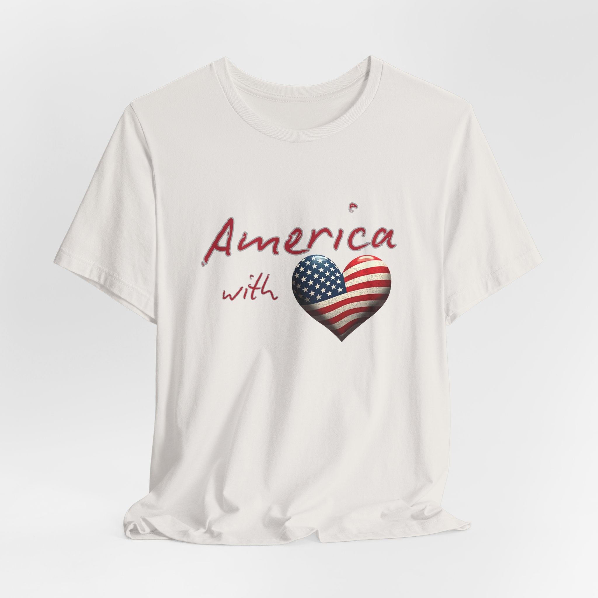 America with Love Flag Graphic Patriotic Unisex T-Shirt