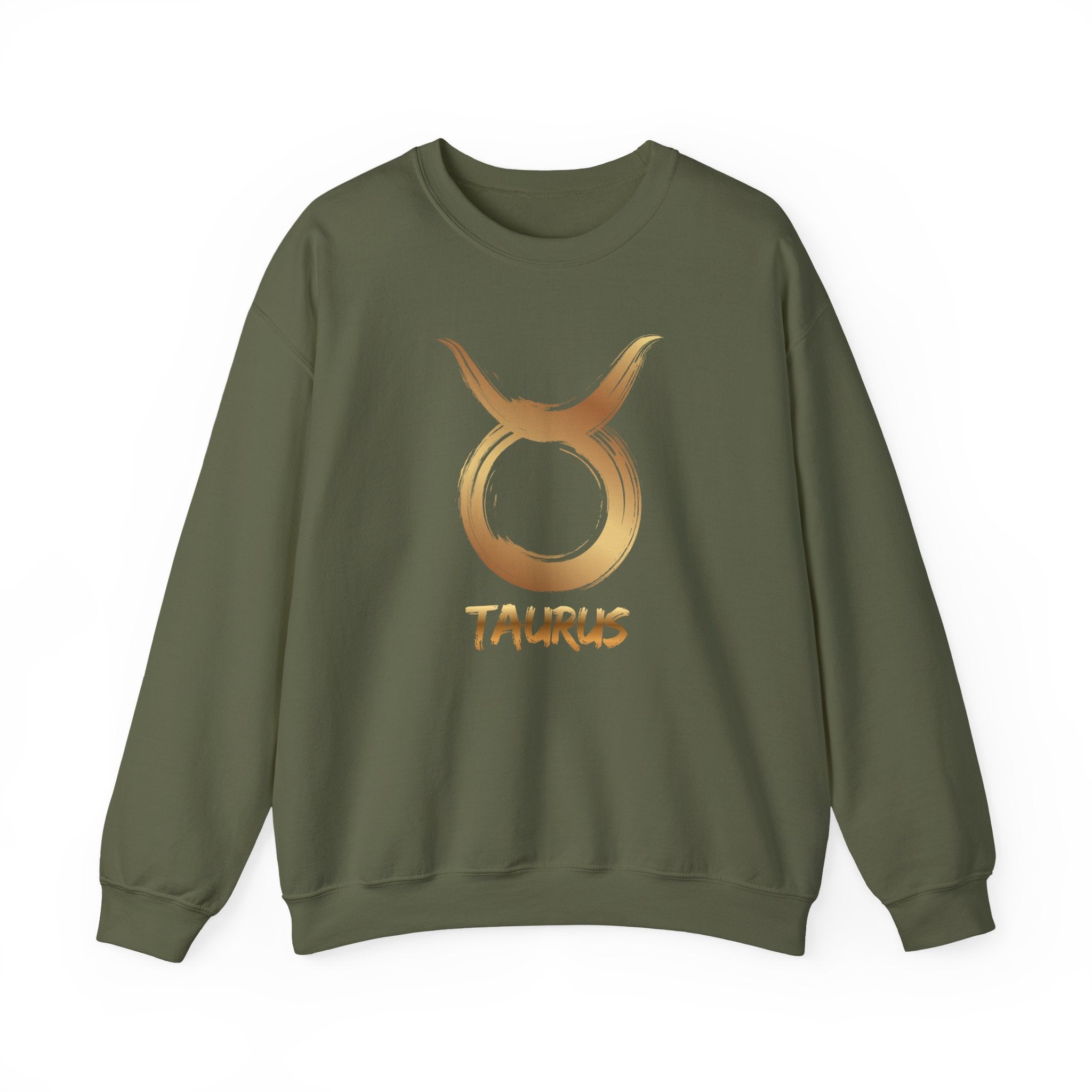 Green sweatshirt with Taurus symbol and name on a white background