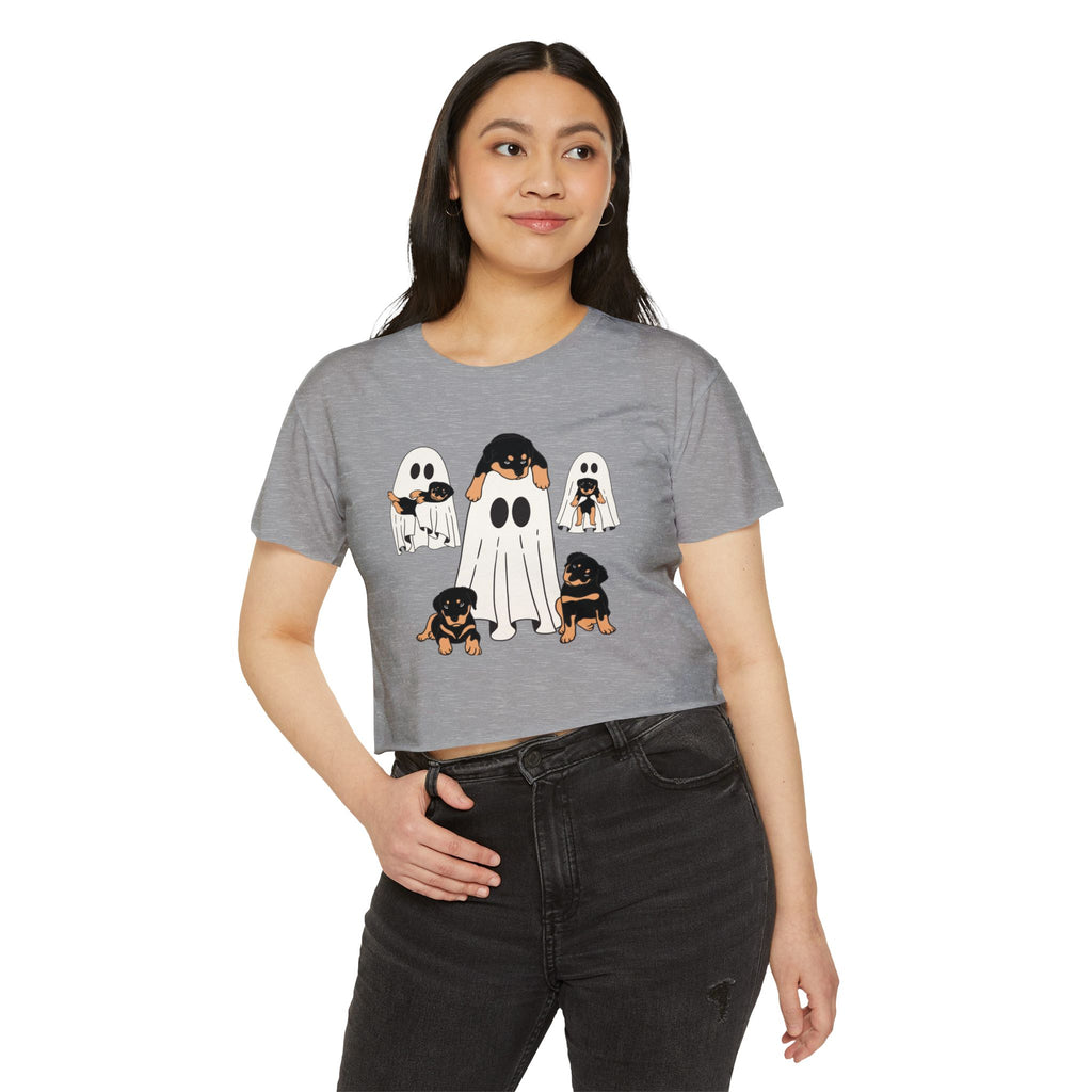Puppy Ghosts Cute Halloween Dog Crop Top T-Shirt
