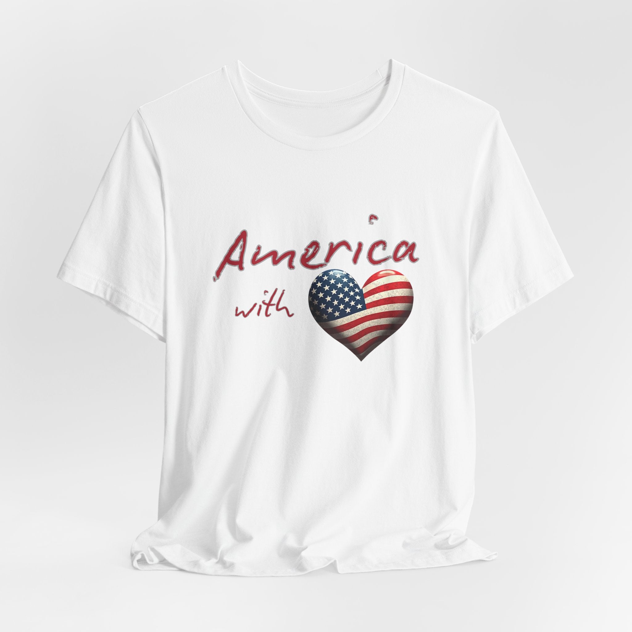 America with Love Flag Graphic Patriotic Unisex T-Shirt