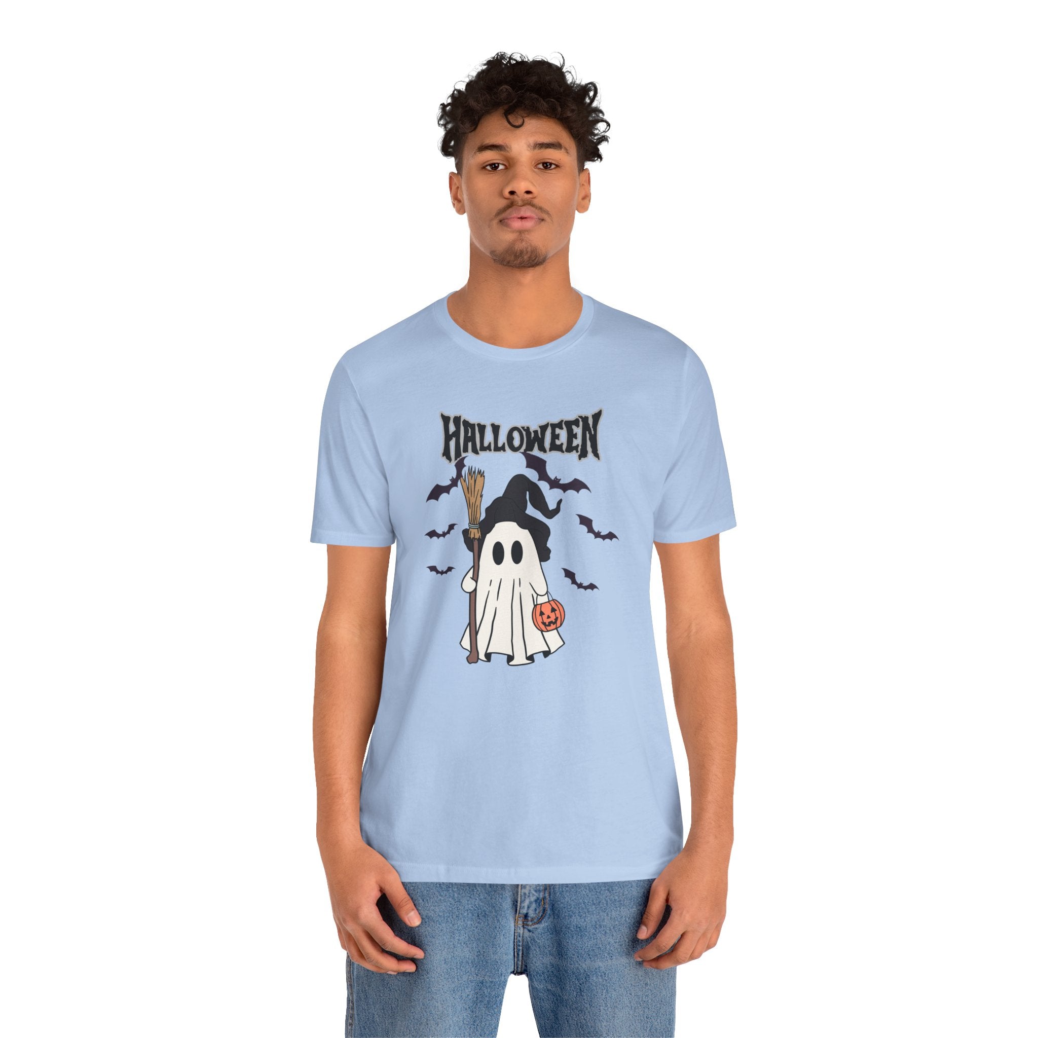 Sweeper Ghost & Bats Halloween Pumpkin Unisex T-Shirt