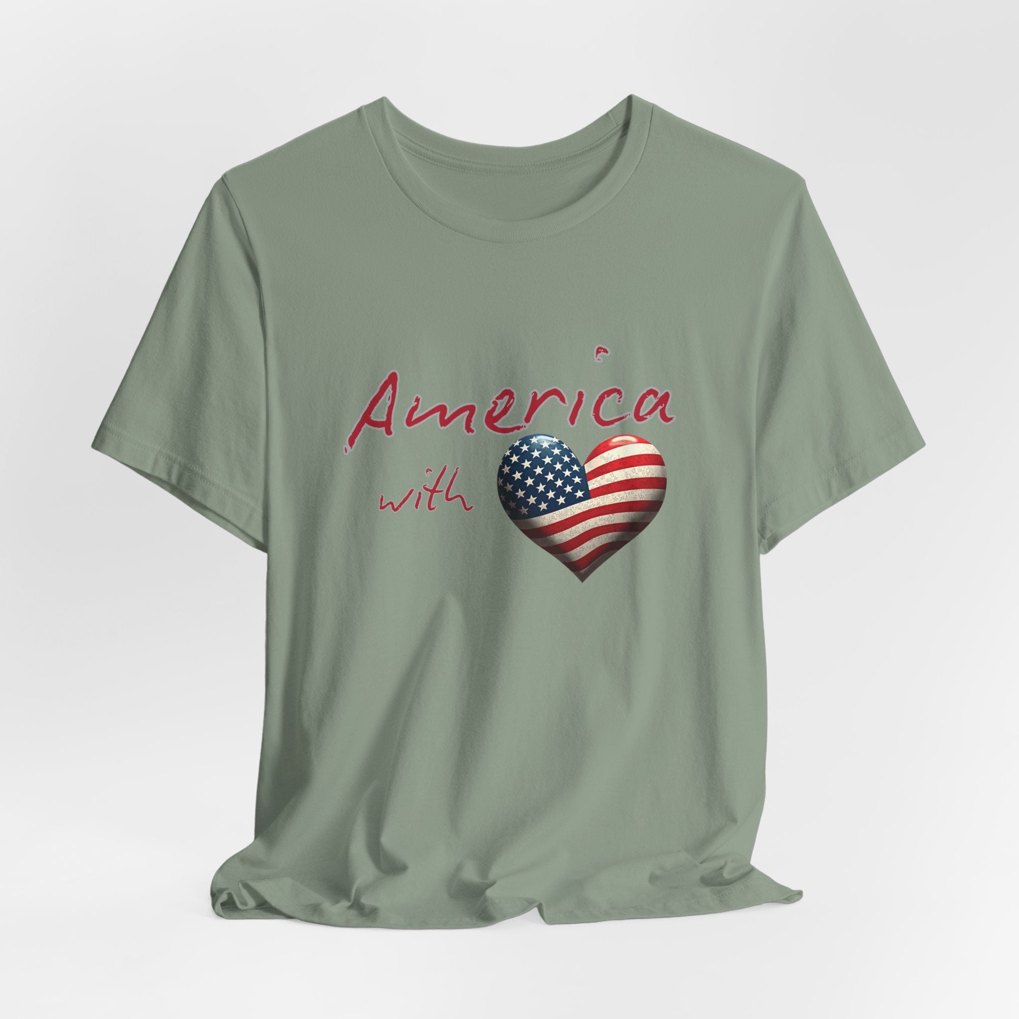 America with Love Flag Graphic Patriotic Unisex T-Shirt