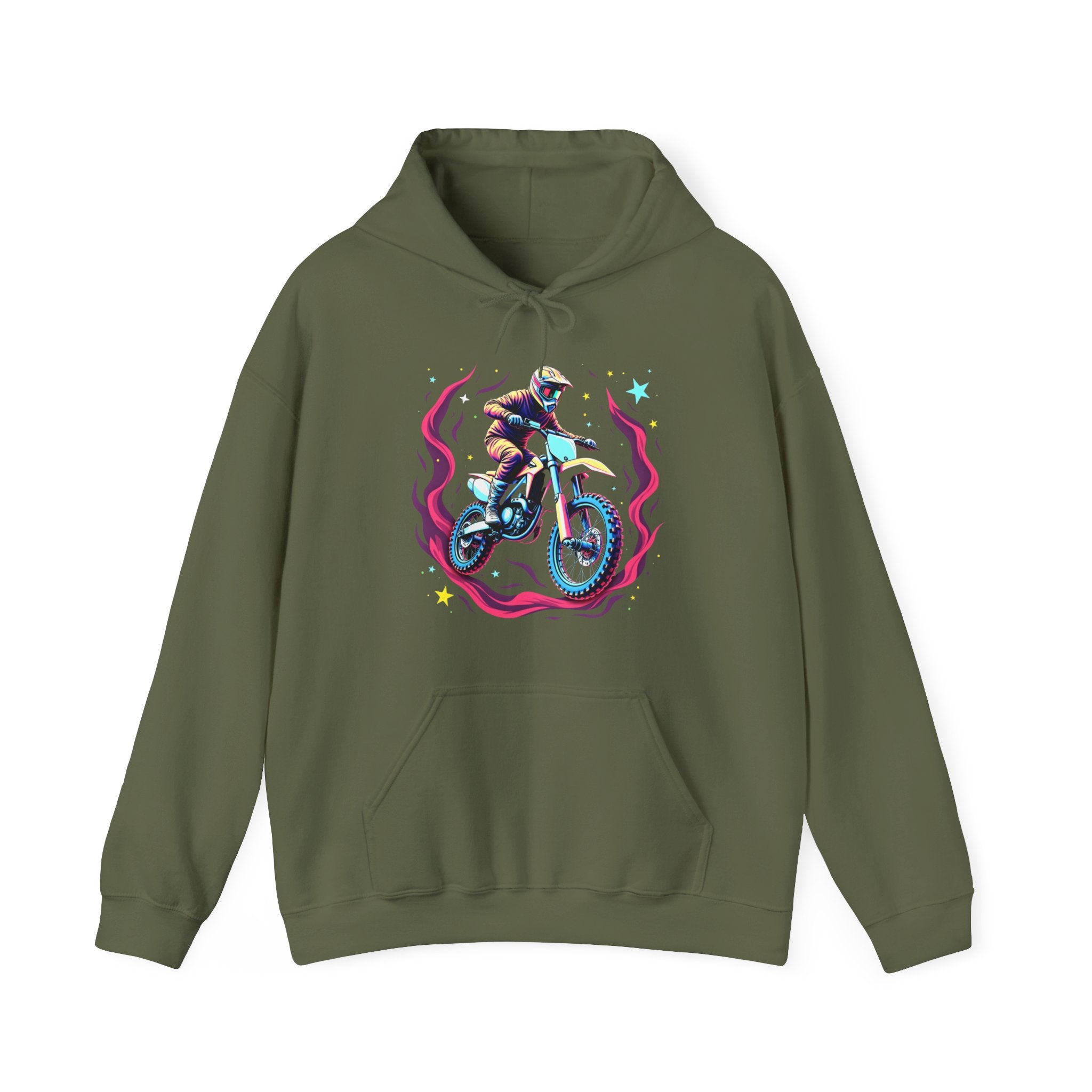 Cosmic Dirt Bike Galaxy Motocross Rider Graphic Hoodie