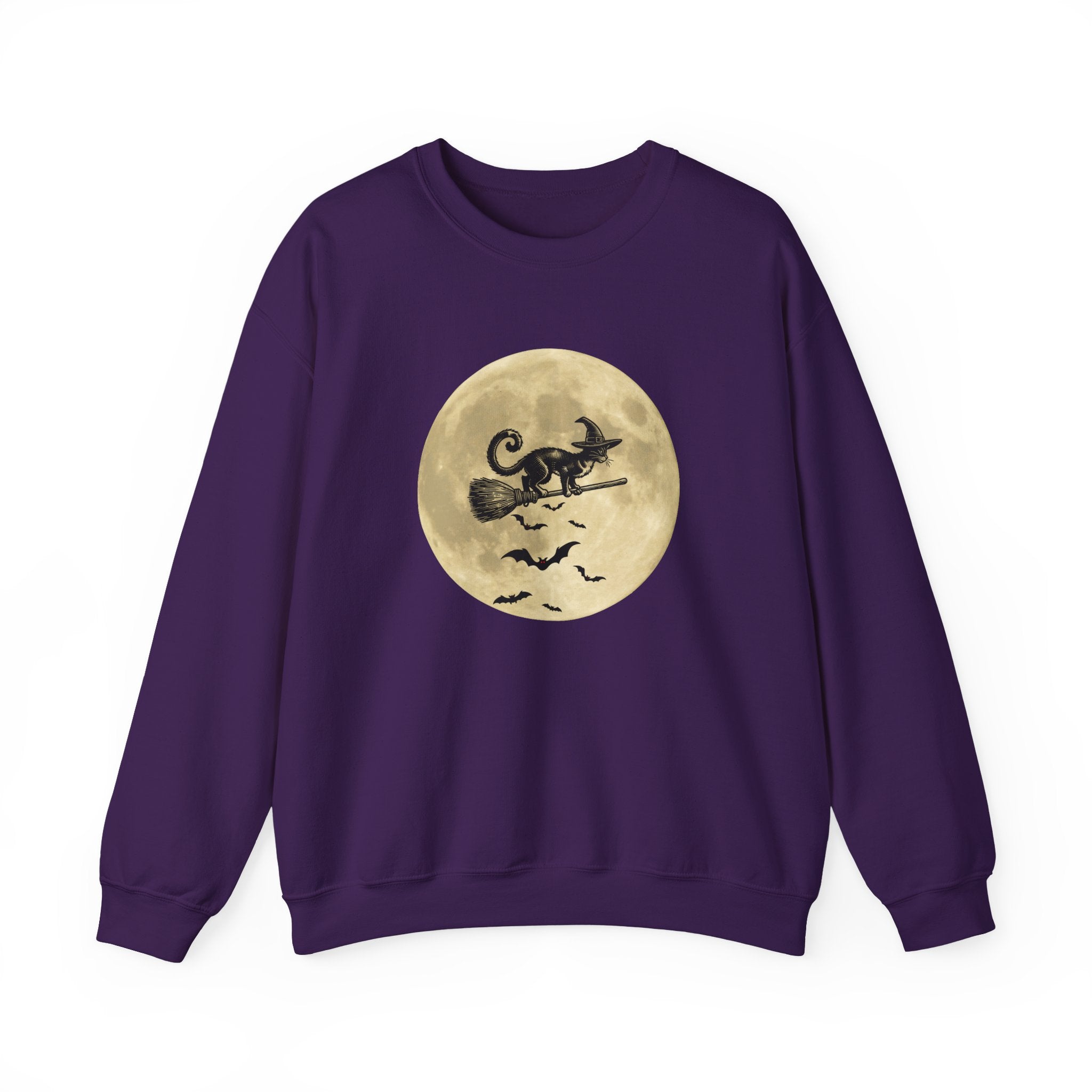 Flying Spooky Cat with Bats Under the Moon Sweatshirt