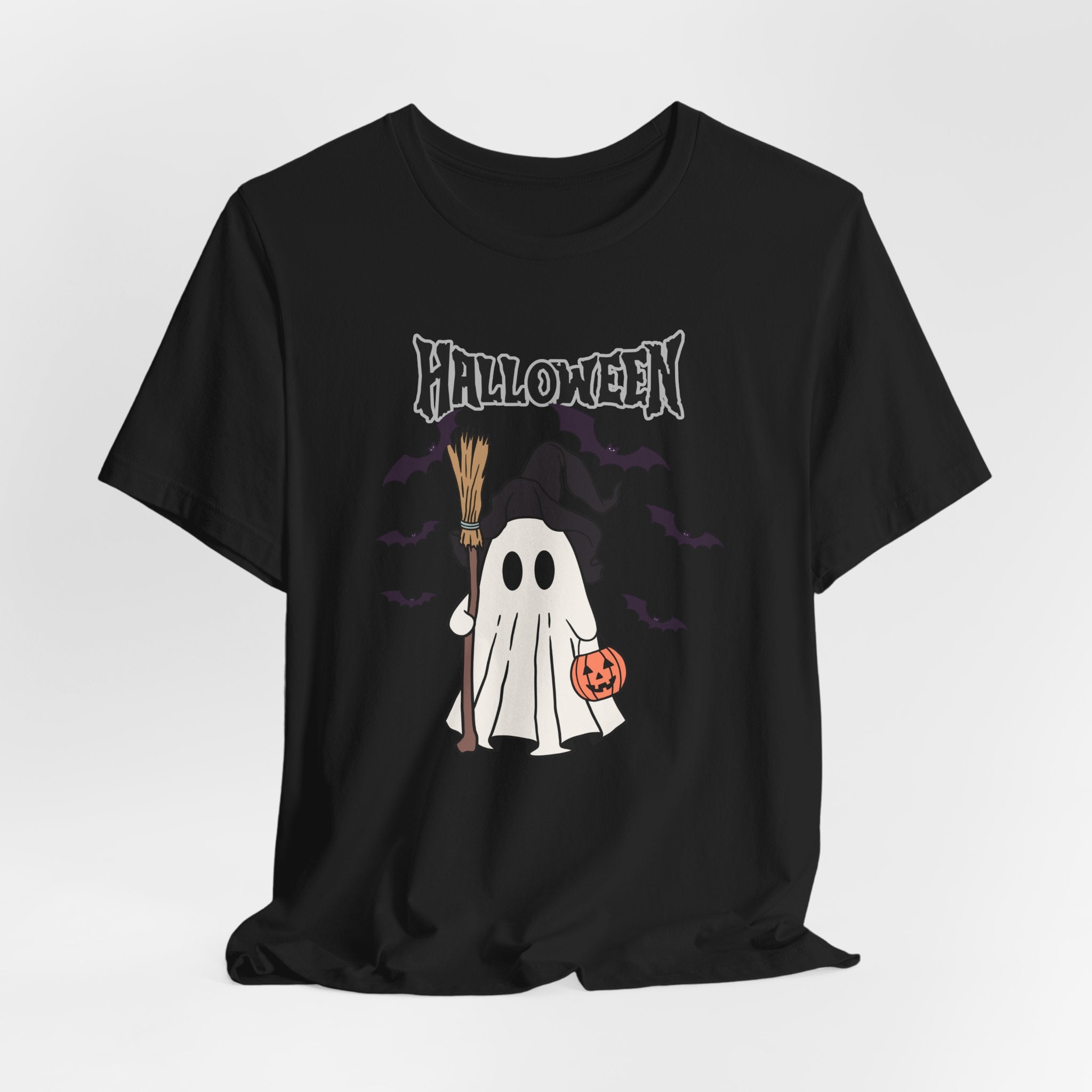 Sweeper Ghost & Bats Halloween Pumpkin Unisex T-Shirt