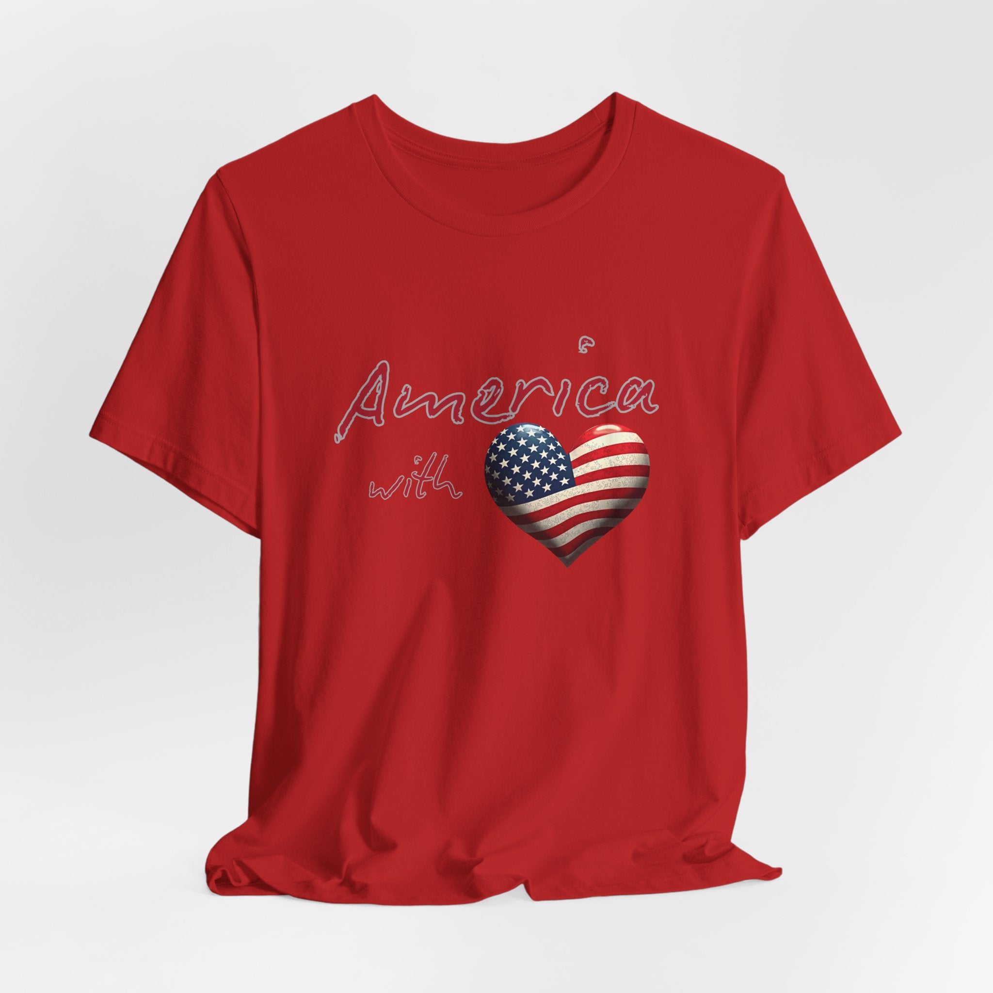 America with Love Flag Graphic Patriotic Unisex T-Shirt